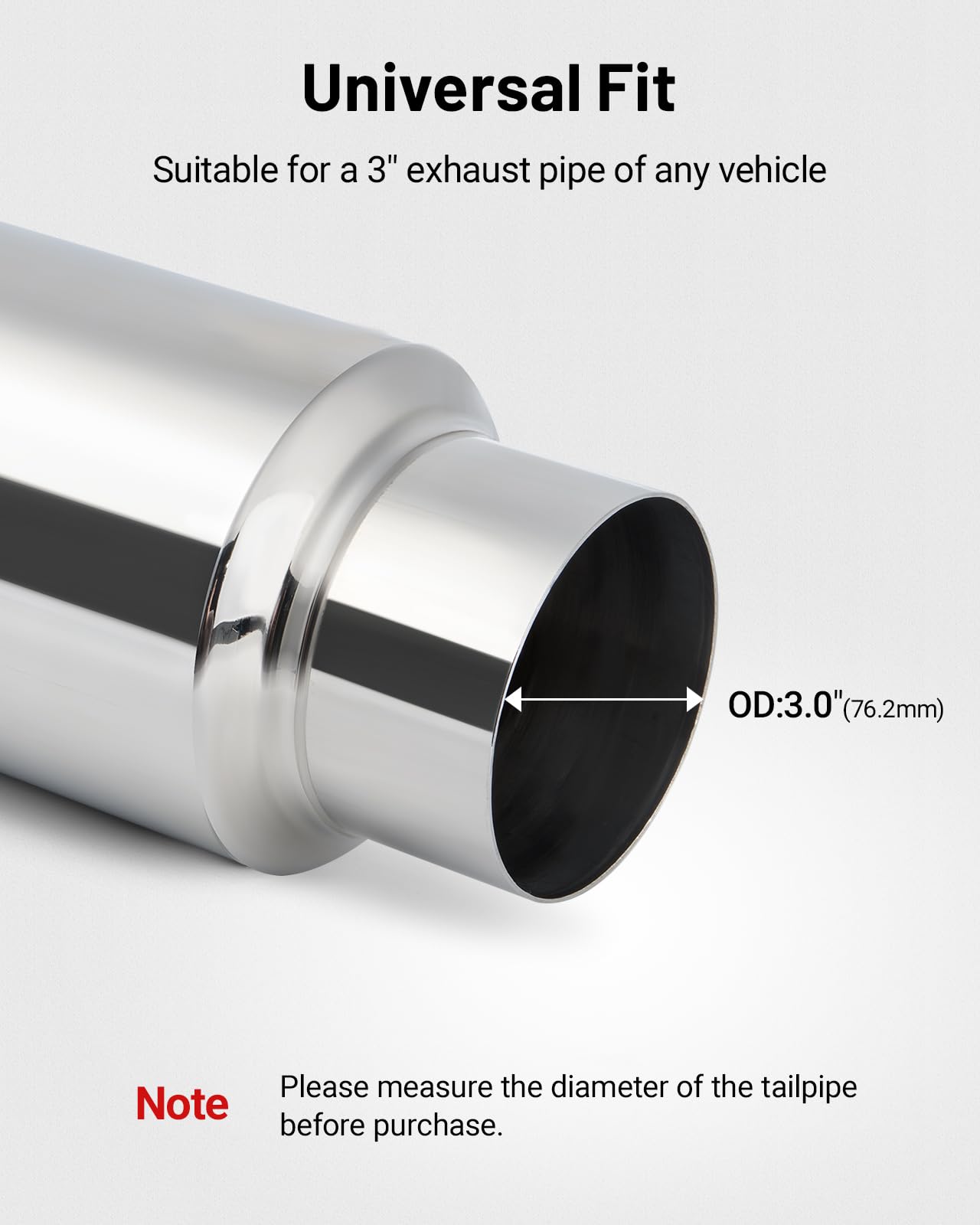 Evil Energy 3'' Resonator Muffler Stainless Steel (3.0 Inch Inlet/Outlet, 13.8'' Length)