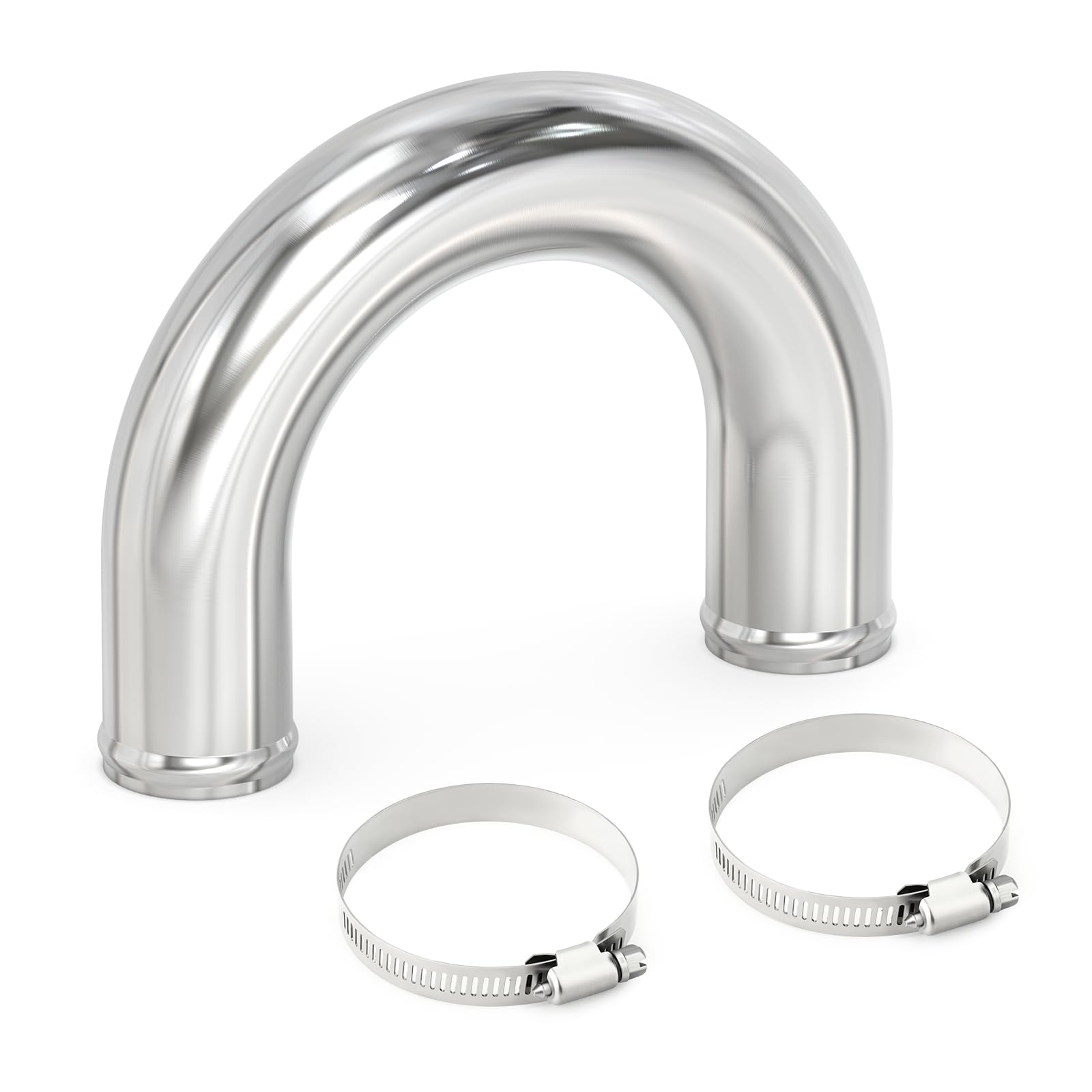 Gasher 1Pcs Intercooler Pipe Aluminum 180 Degree Elbow Alloy Tube 2.5''Od, End To End Lenght 20'' (500Mm) With Bead Roll, For In
