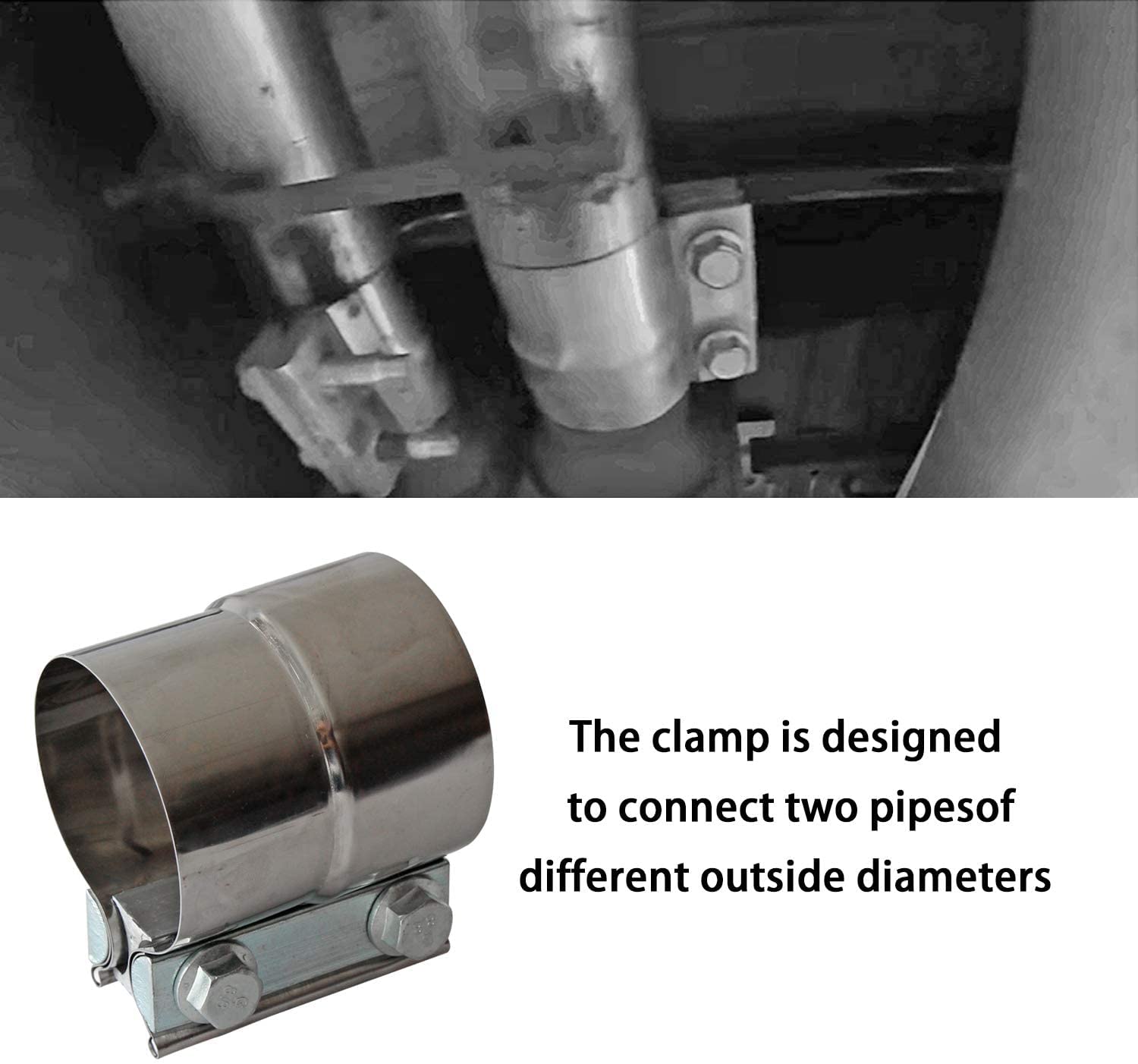 Exhaust Clamps Band Clamp 2.5'' Lap Joint - Stainless Steel Lap Joint With 1 Block 4Pcs For 2.5'' Od To 2.5'' Id Exhaust Pipe, M