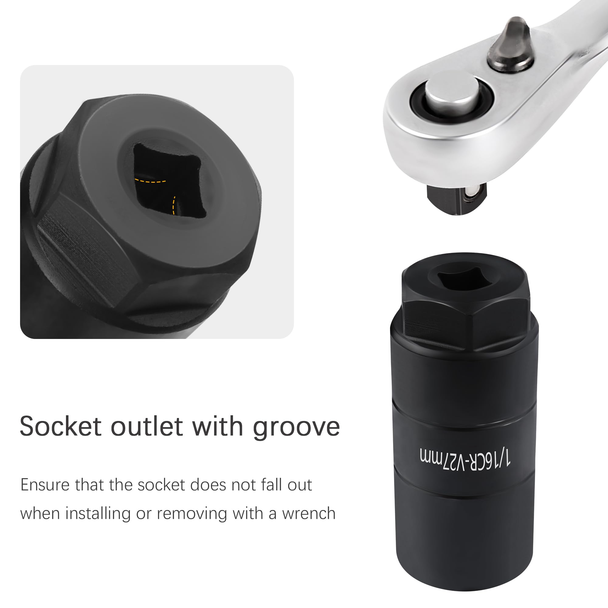 Oil Pressure Sensor Socket,1 1/16 Socket Switch Fits 3/8'' Drive Or 1 1/8'' Hex Wrench,Professional Oil Pressure Switch Socket F