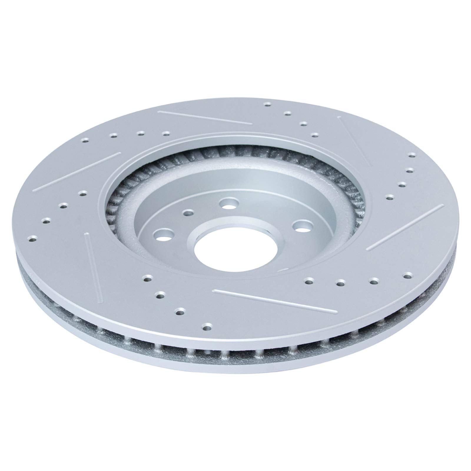 Trq Front Performance Brake Rotor Drilled Slotted Pair Compatible With 2011-2017 Chevy Caprice / 2008-2014 Cadillac Cts / 2014-2