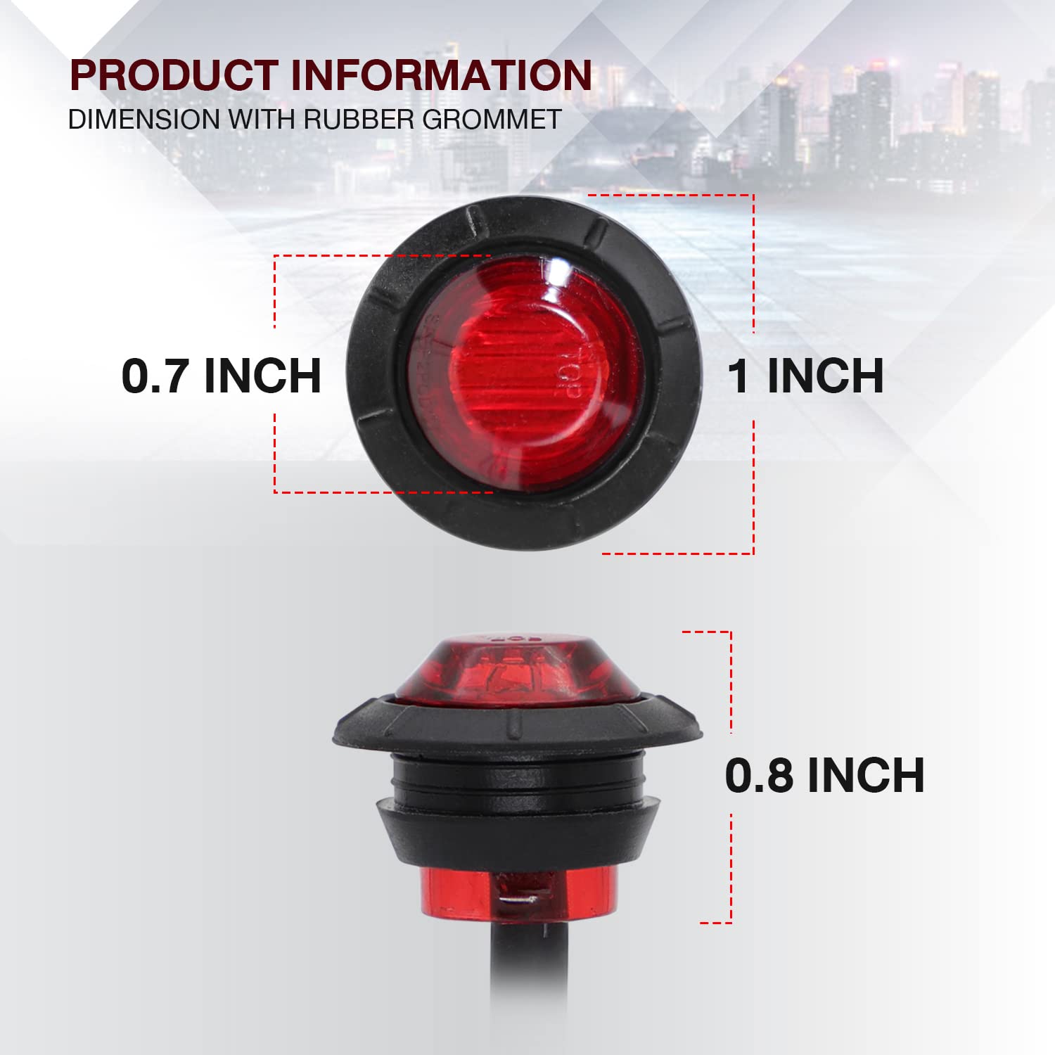 Tmh (Pack Of 20 3/4 Inch Mount Red Led Clearance Bullet Marker Lights, Side Led Marker Lights For Trailer Truck Rv Car Bus Van