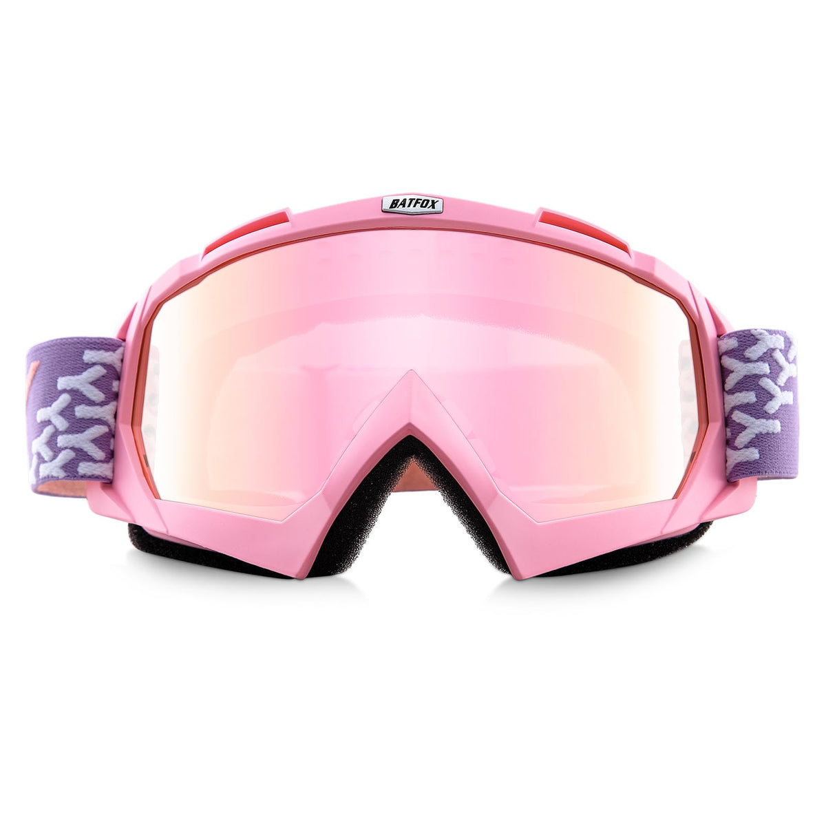 Batfox Motorcycle Glasses Goggles Dirt Bike Motocross Safety Atv Tactical Riding (Pink-Pure Pink)