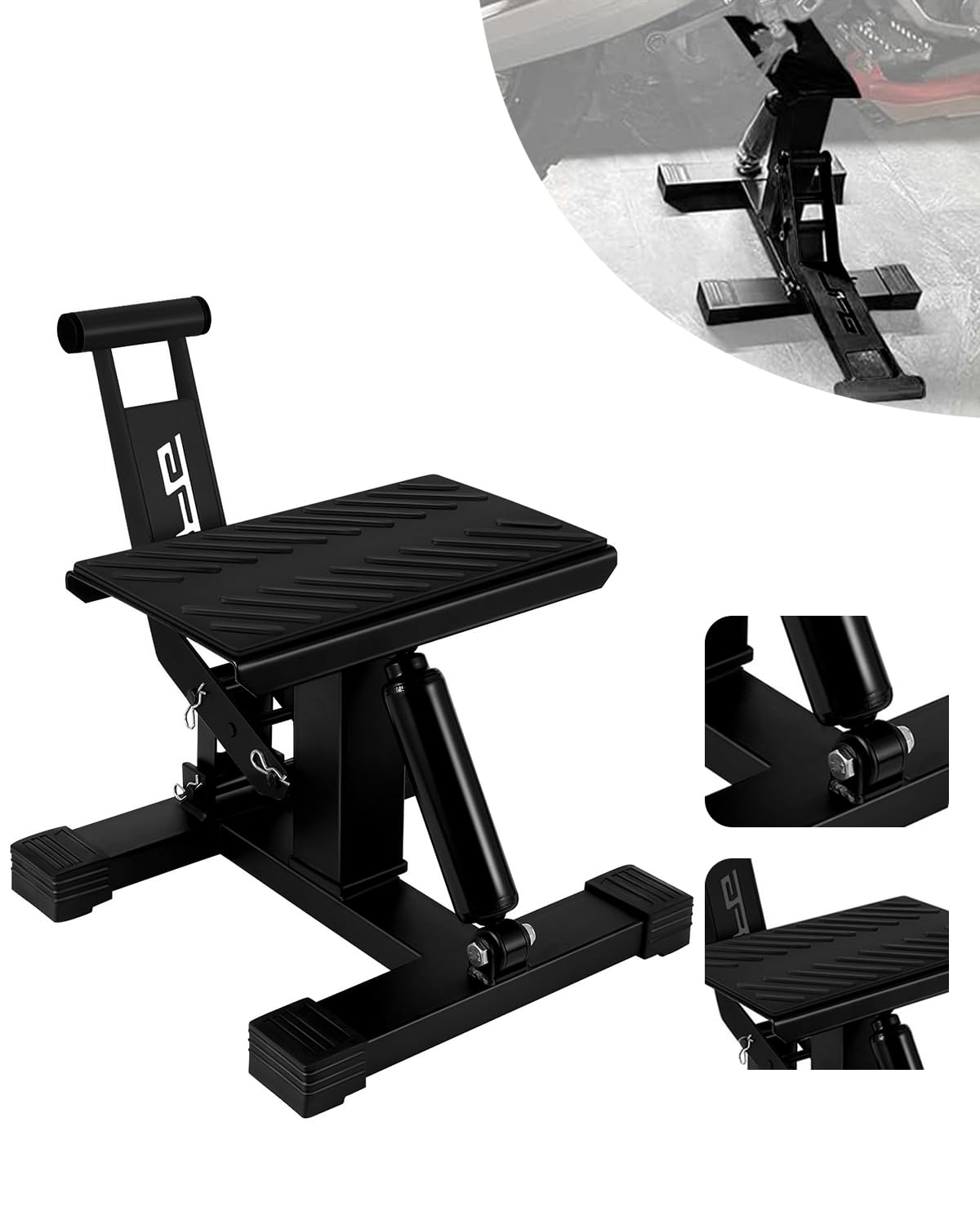 JFG RACING Motorcycle Dirt Bike Stand,1000Lbs Capacity Lift Jack Hoist Table Height Adjustable Lifting Stand Ideal for Dirtbike