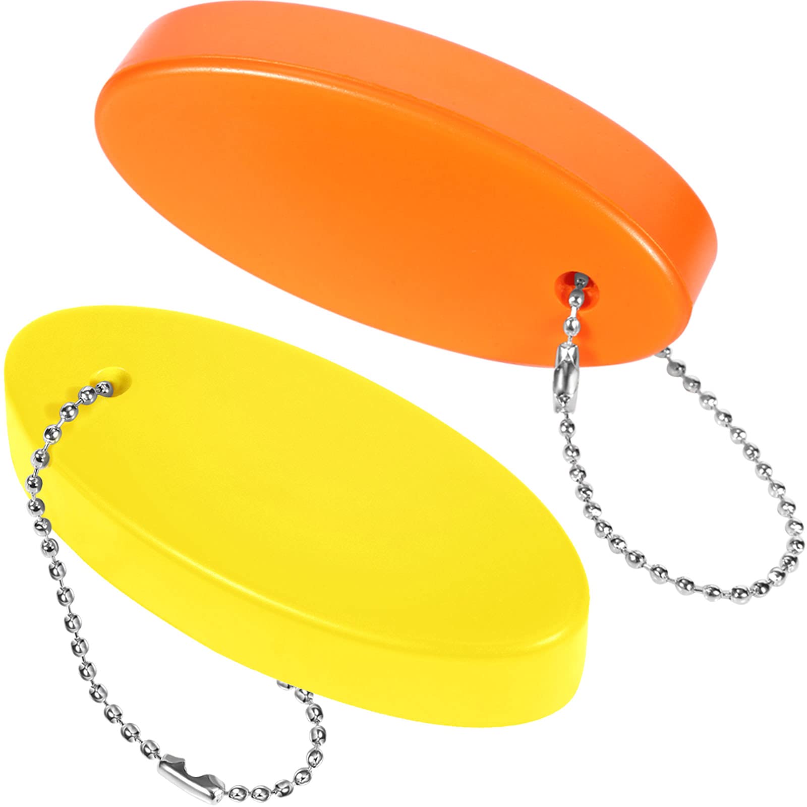 Boao Oval Float Keychain Floating Key Ring for Boating Fishing Sailing Outdoor Sports(Orange and Yellow,2 Pieces)