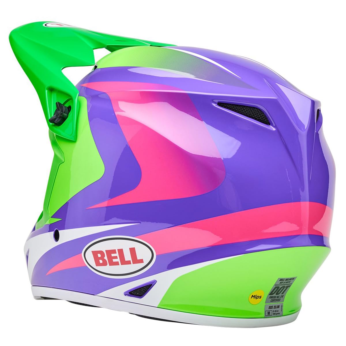 Bell Mx-9 Mips Dirt Helmet (Gloss Jackal Hi-Viz Green/Purple - 2X-Large)