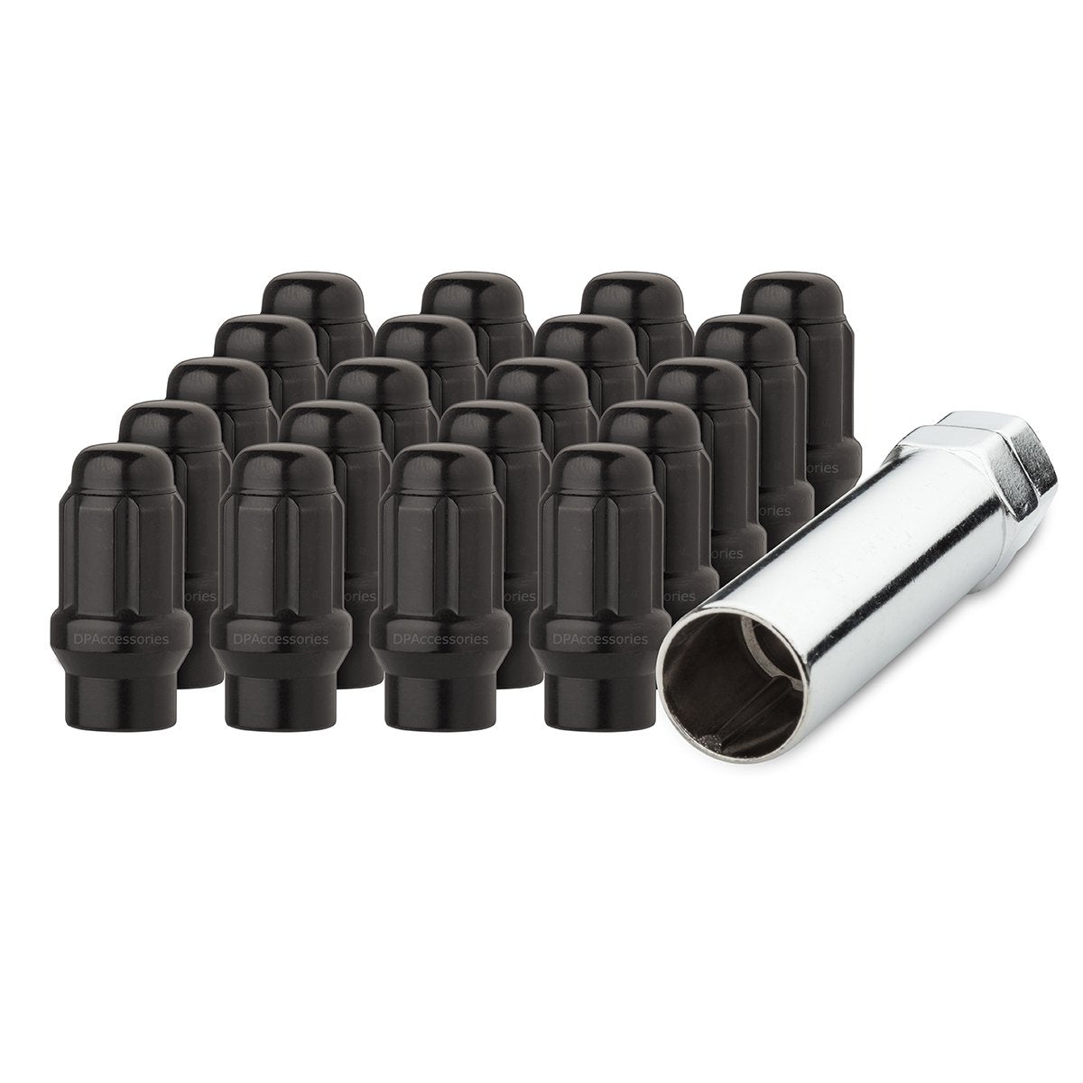 DPAccessories 20 Black 12x1.5 Closed End ET Spline Tuner Lug Nuts for Aftermarket Wheels LCE3L6HESBK04020 -Like New