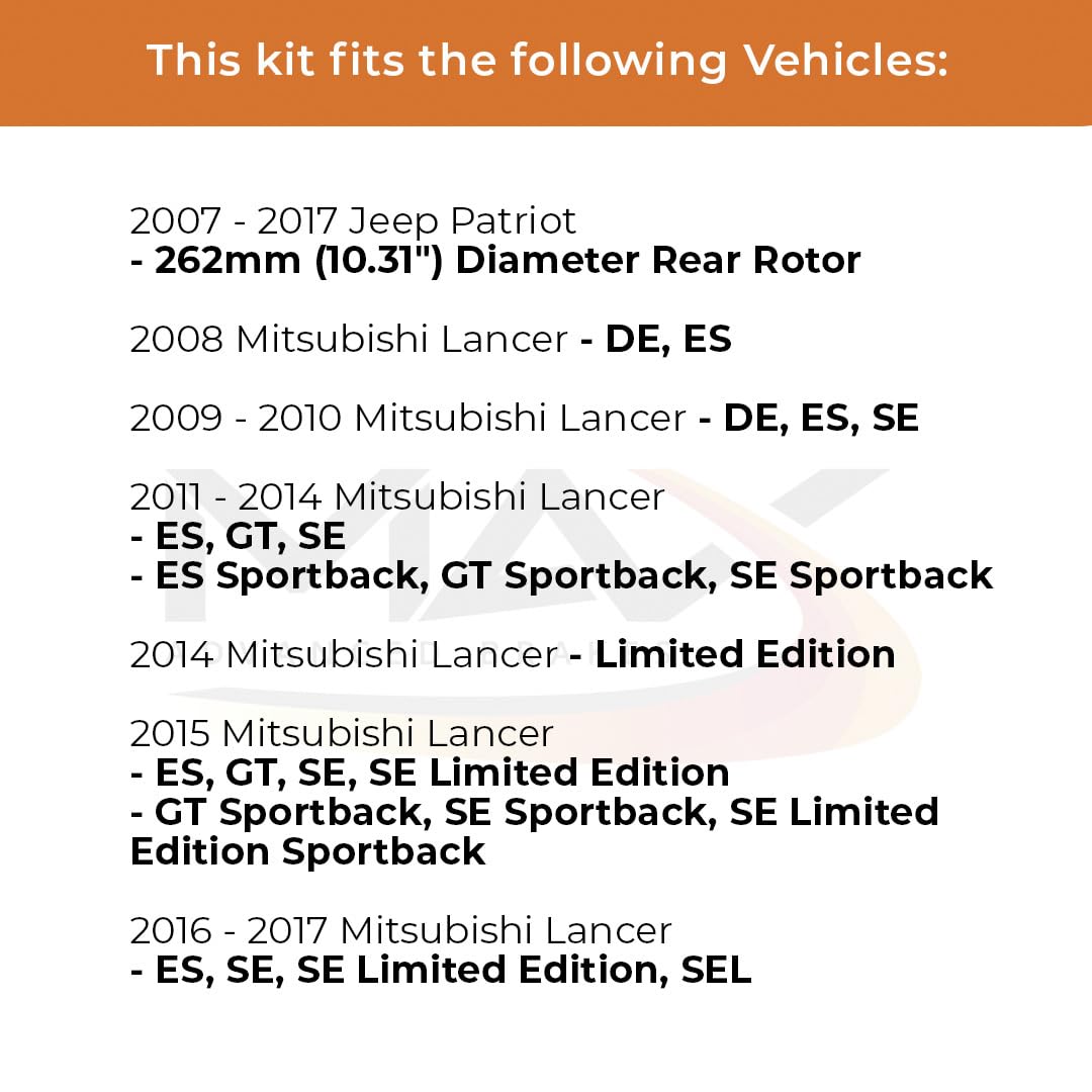 Max Advanced Brakes Rear Brake Kit Compatible With Chrysler 200 Sebring Compatible With Jeep Patriot 10.31 '' Rear Rotor Replace