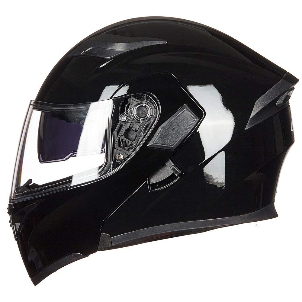 Ilm Motorcycle Dual Visor Flip Up Modular Full Face Helmet Dot With 6 Colors Model 902 (S, Gloss Black)