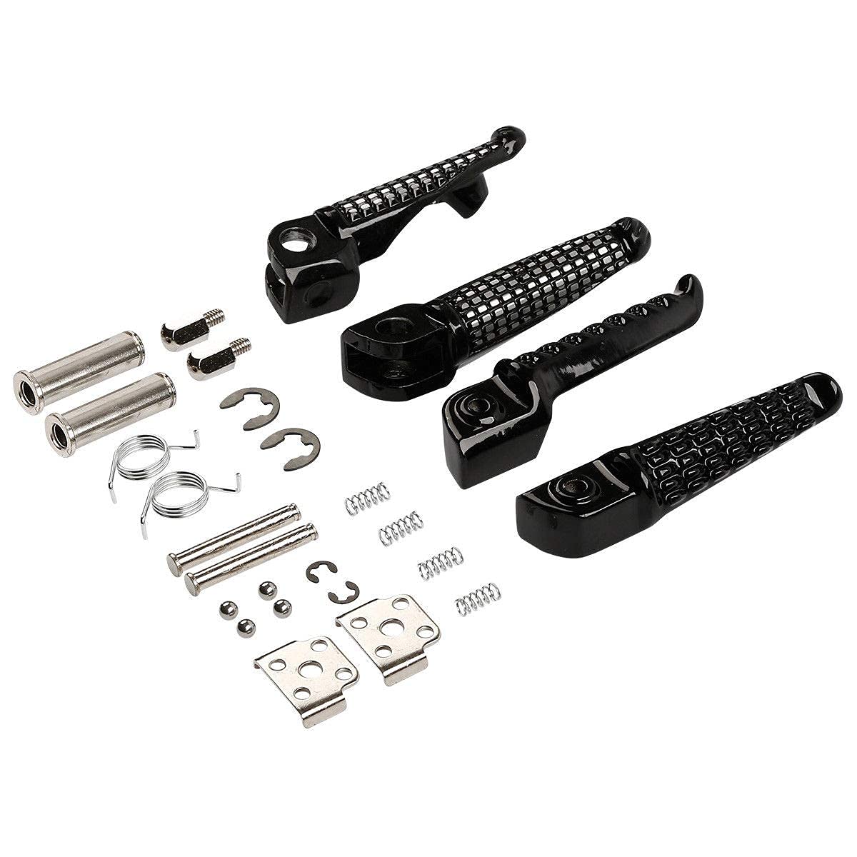 Tcmi Motorcycle Footpeg Front And Rear Footrest Foot Pegs Fits For Kawasaki Zx6R 2003-2011 Kawasaki Z750 Z1000 2007-2012, Zx14 2006-2013, Zzr1200 2000-2006, Zx-10R 2004-2012, Zx-9R 1998-2003 (Black)
