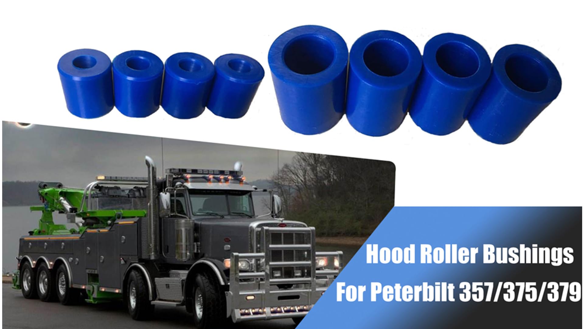 Lisylineauto Hood Roller Bushings Kit For Peterbilt 357 375 379 Hood Roller Accessories Replace 13-04391 13-03593 And 377 With"J" Style Hinges Hood Roller Bushing For Kenworth