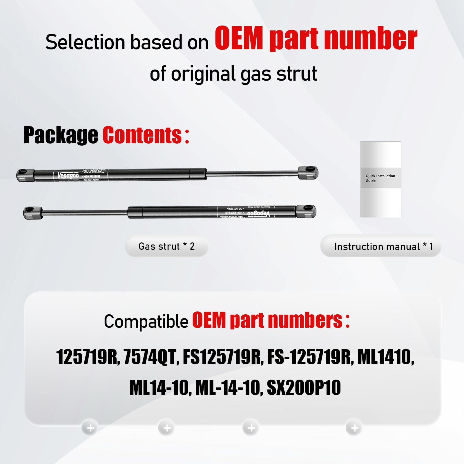 Vepagoo Gas Struts 20 Inch 10lbs/44N Shocks Spring Lift Support for RV Bed Camper The Door Tonneau Cover Mattress Travel Trailer