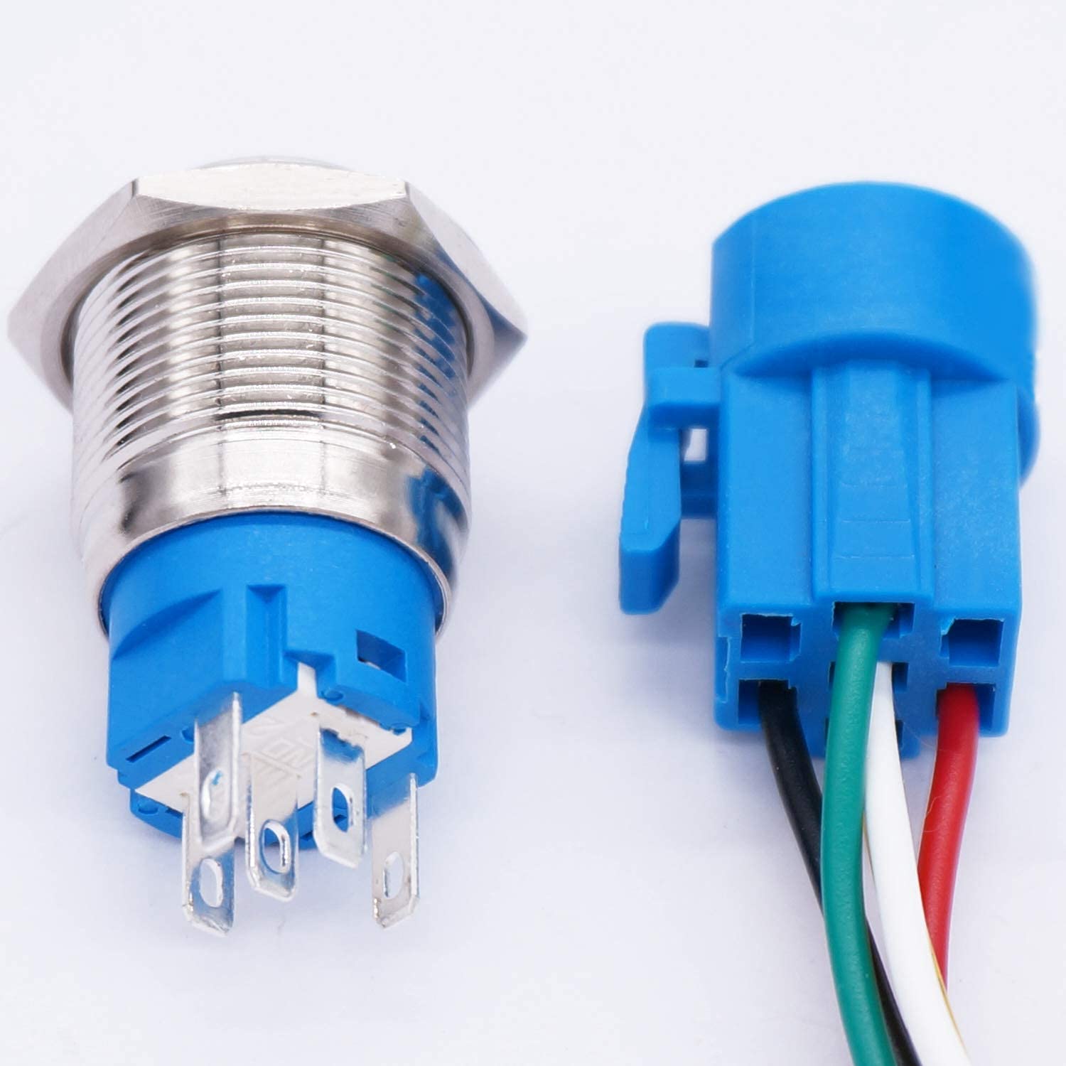 Twtade/19Mm 12V Car Horn Push Button Green Led Lighted Momentary Metal Speaker Air Horn Toggle Switch With Wires Horng19-G