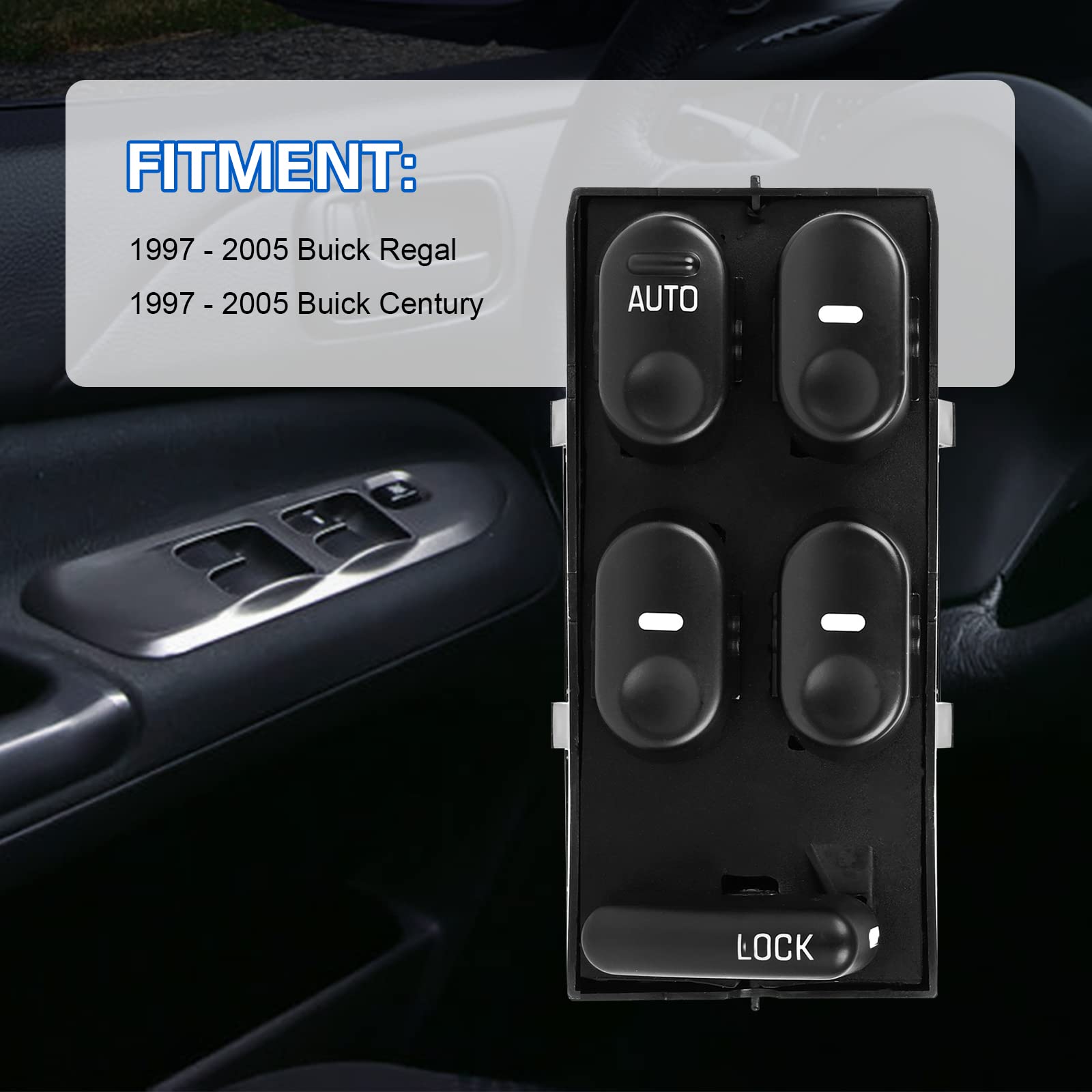 Lcwrgs Master Power Window Switch Driver Side Compatible With Buick Century | Regal 1997 1998 1999 2000 2001 2002 2003 2004 2005