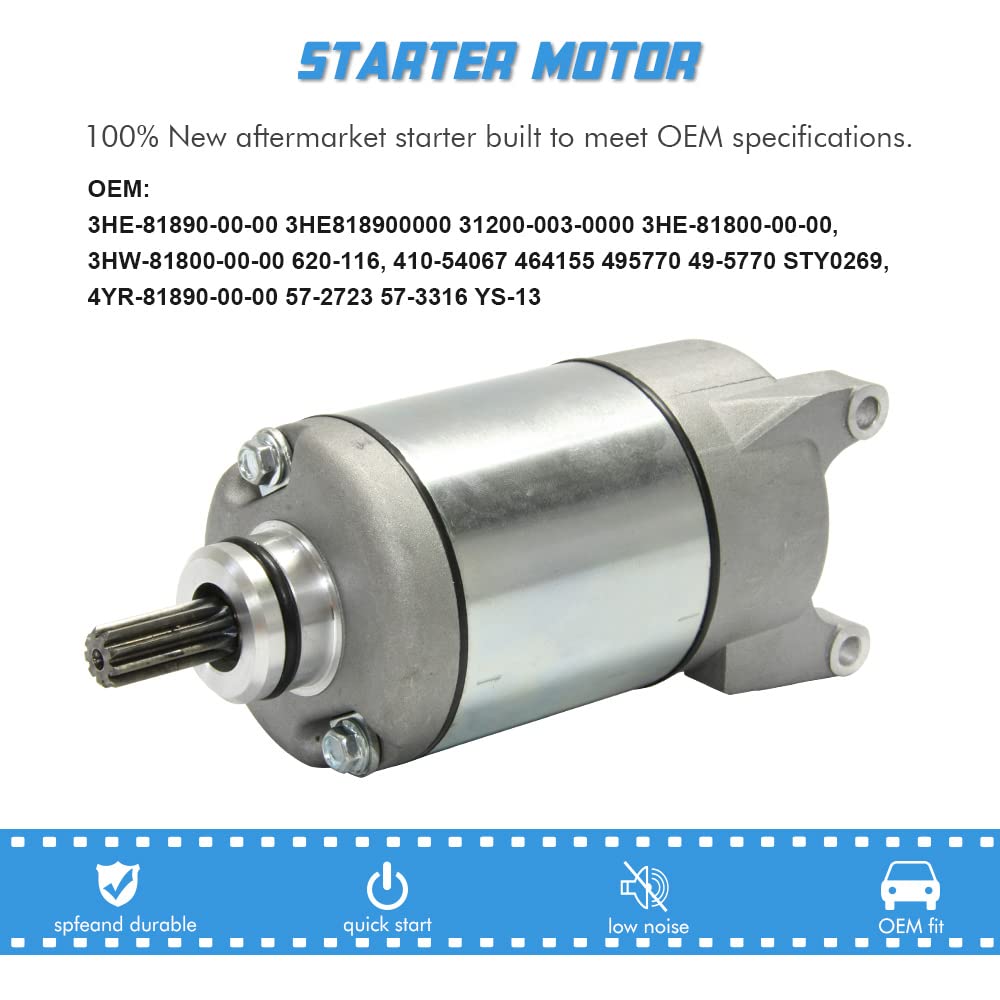 Starter Motor Replacement for Yamaha ATV Yfm350 Yfm35 Yfm 350 Bruin Grizzly 350 2004-2015 Woverine 350 2006-2009 Yamaha Bruin 350 YZF600R FZR600R 3HE-81890-00-00 3HE818900000