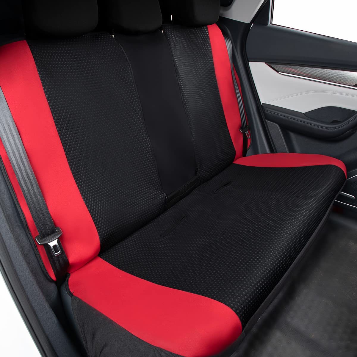 Flying Banner Neoprene Rear Bench car seat Covers car seat Protectors Split 40/60 60/40 (Red & Black, Neoprene)