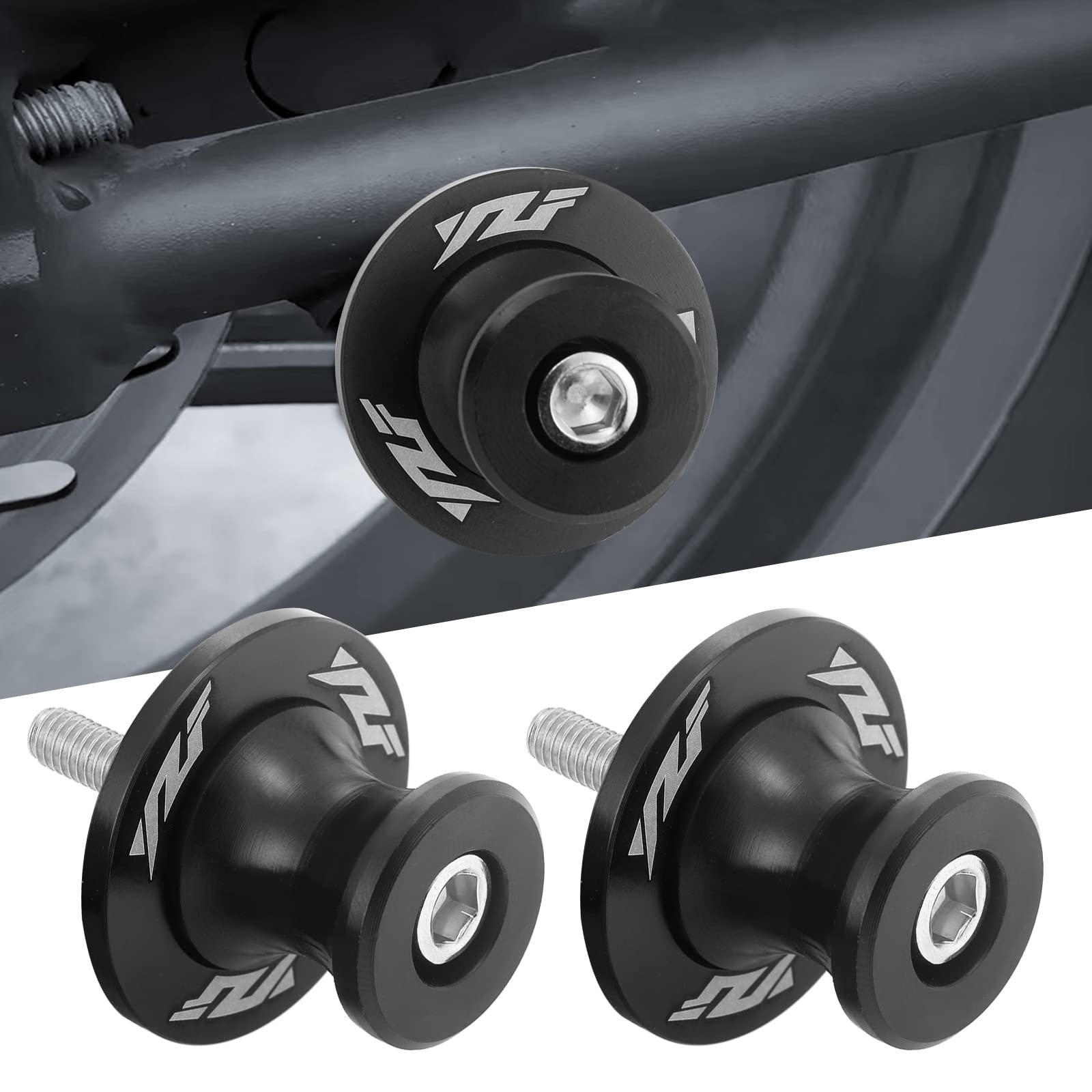 2Pcs Motorcycle Swing Arm Spools For Yamaha Yzf R1 R3 R6 R6S R25 R15 R125 600R Aluminum (Black)