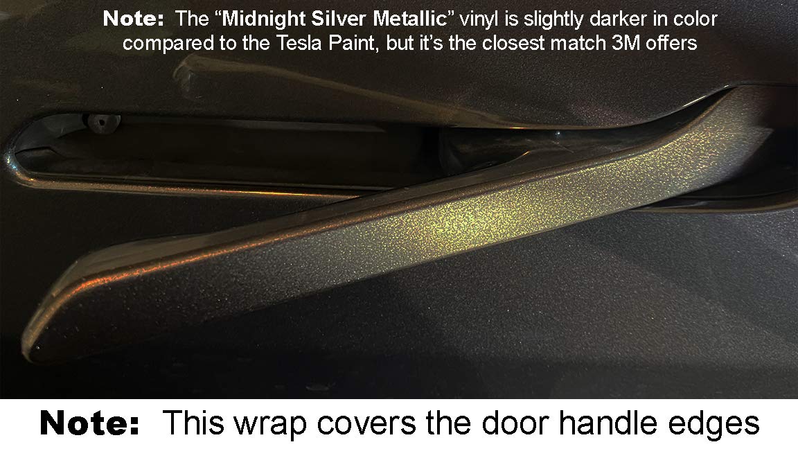 Custom Cut Graphics Full Door Handle Wrap For Tesla Model 3/Y (Midnight Silver Metallic)