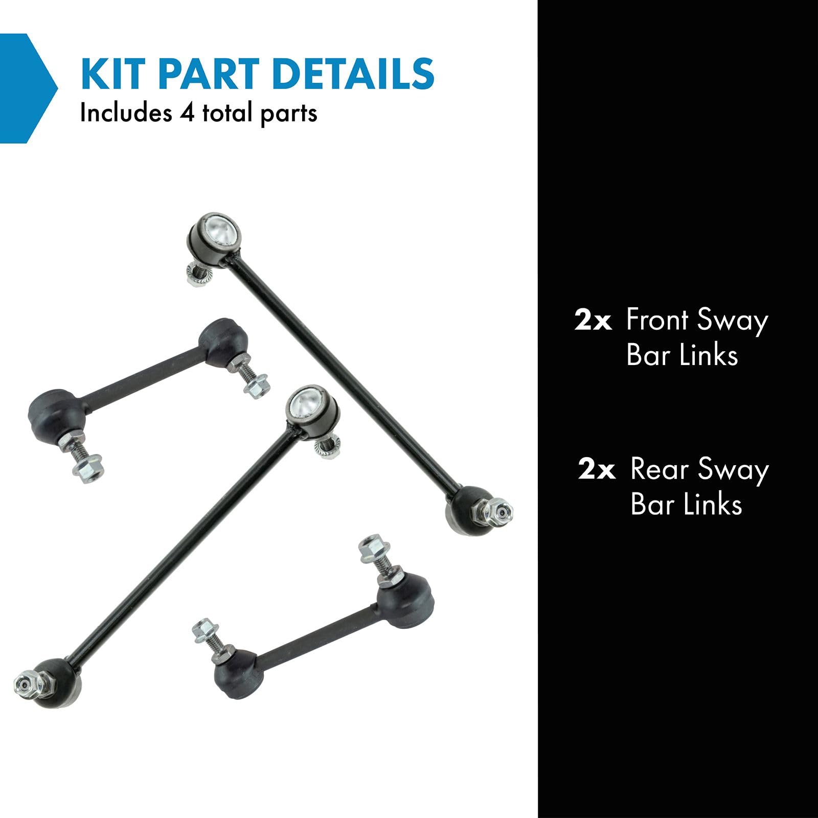 Trq Front & Rear Sway Bar Stabilizer Link Set Compatible With 2005-2007 Ford Five Hundred Freestyle 2008-2009 Taurus Taurus X Me