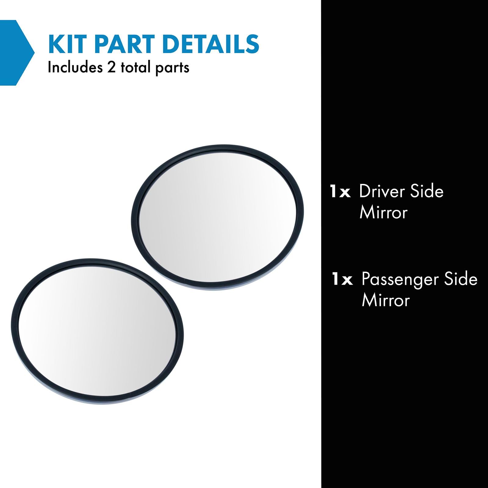 Trq 8.5'' Round Convex Mirror Pair Stainless Steel Center Stud W/Mounting Bracket