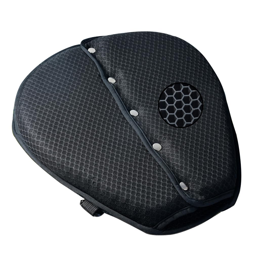SUNPIE Motorcycle Gel Seat Cushion Pad with Sun Protection Covers, Universal 3D Honeycomb Motorcycles Foldable Seat Cover Breath
