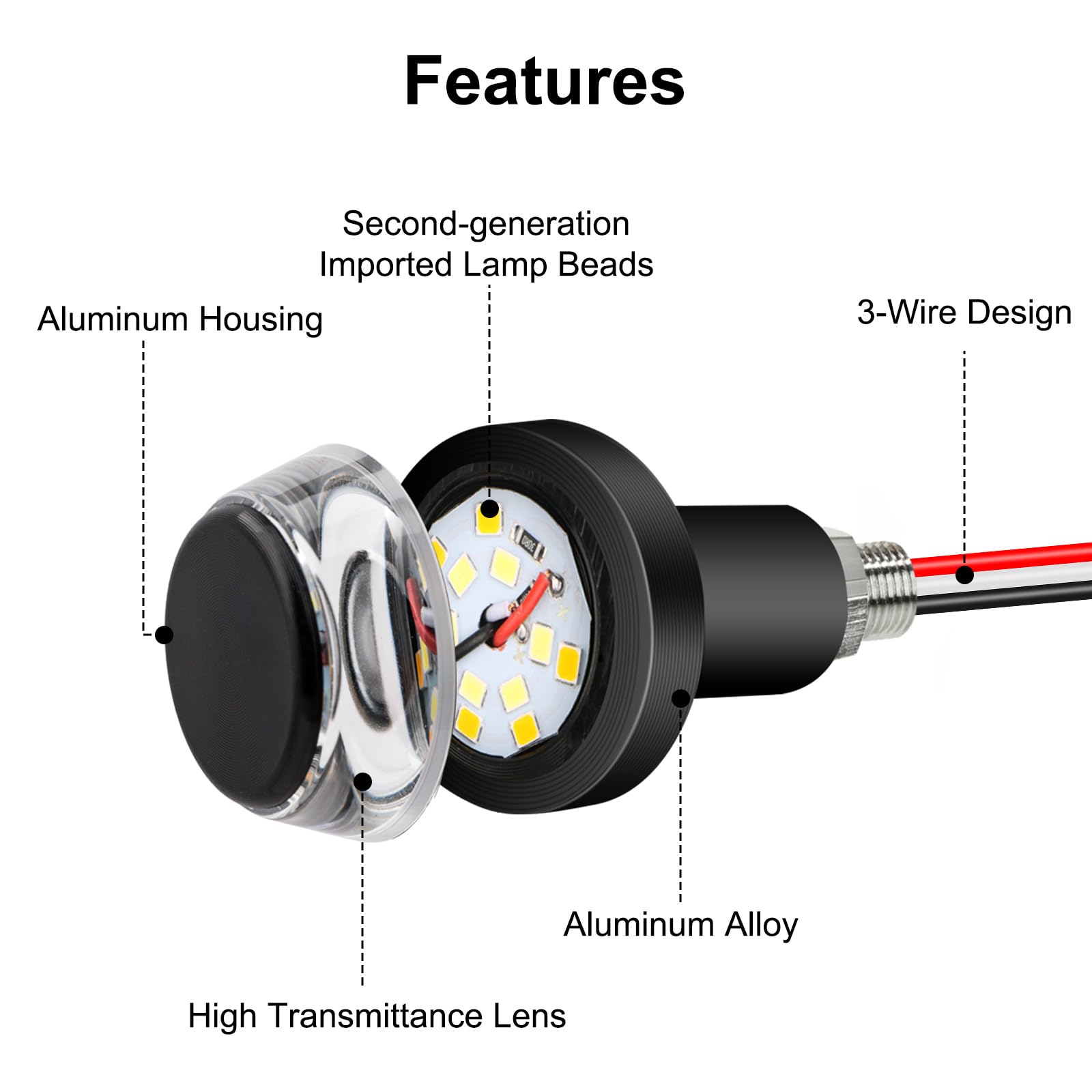 2PCS Motorcycle Turn Signal Light, 12 LEDs Turn Signal Indicator Lamp, Amber/White Front Handlebar End Light, Waterproof Blinker