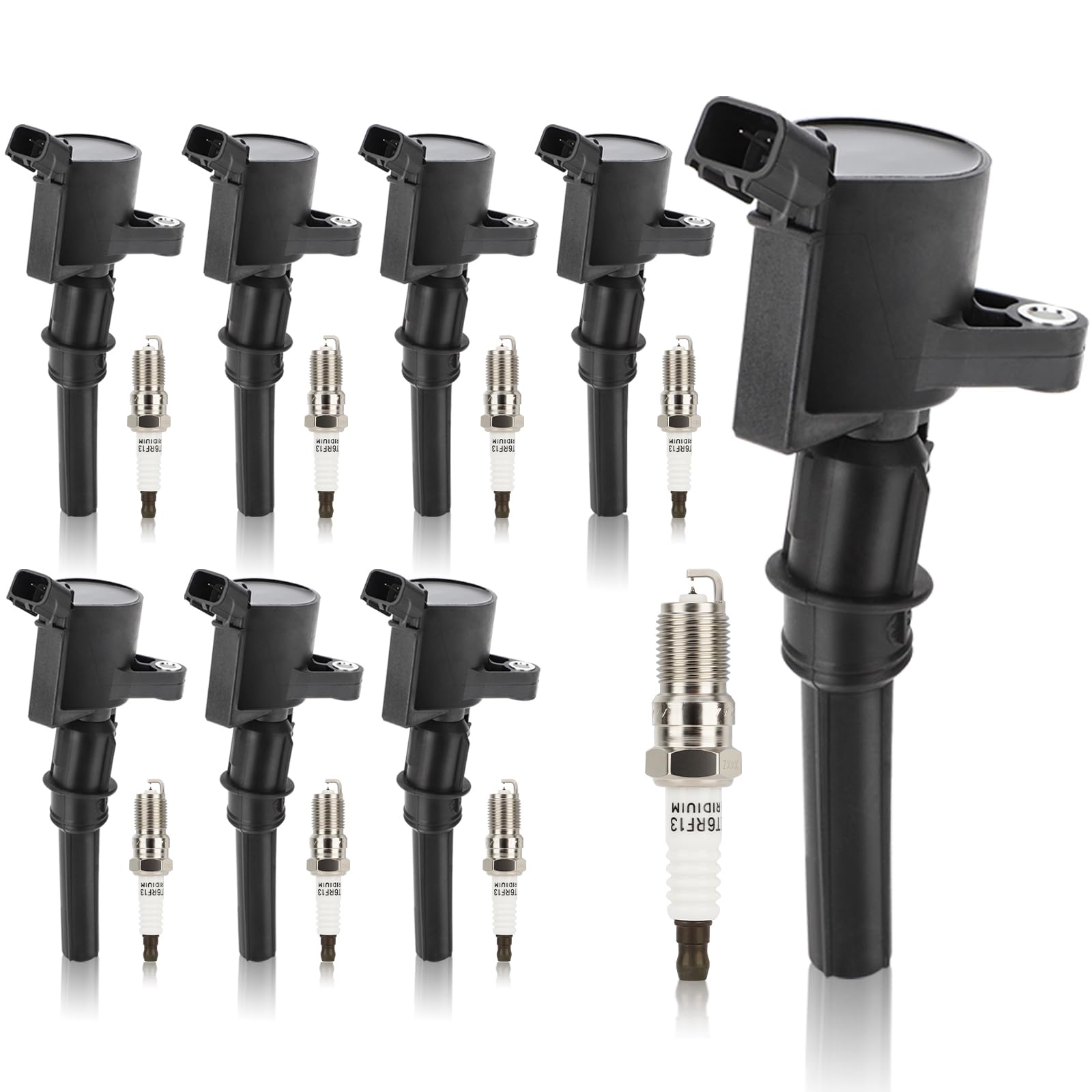 Dg508 Ignition Coil & Sp479 Double Iridium Spark Plug For Ford F150 F250 F350 E150 E250 E350 Expedition Mustang Lincoln Mercury 