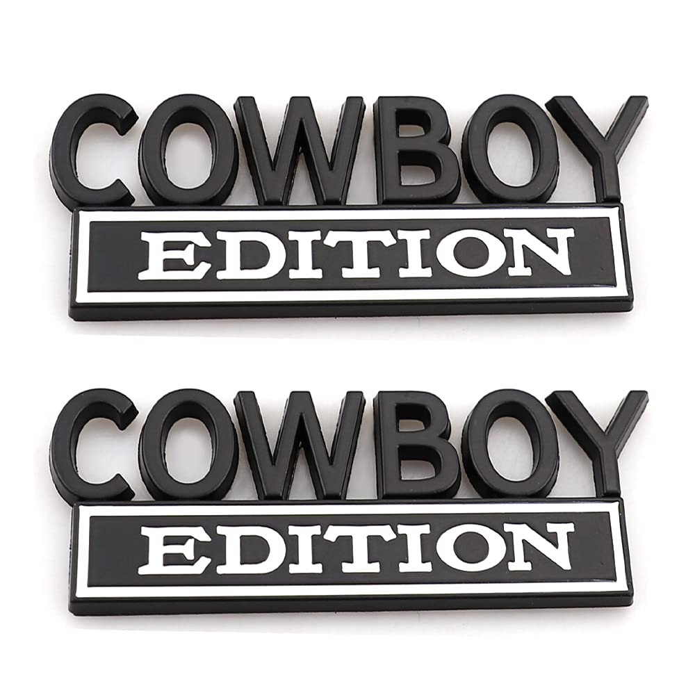 Carrun 2 Pcs Cowboy Edition Emblem Car Side Rear Front Trunk Door Fender Bumper Metal Badge 3D Sticker Fit For F-150 F250 F350 S