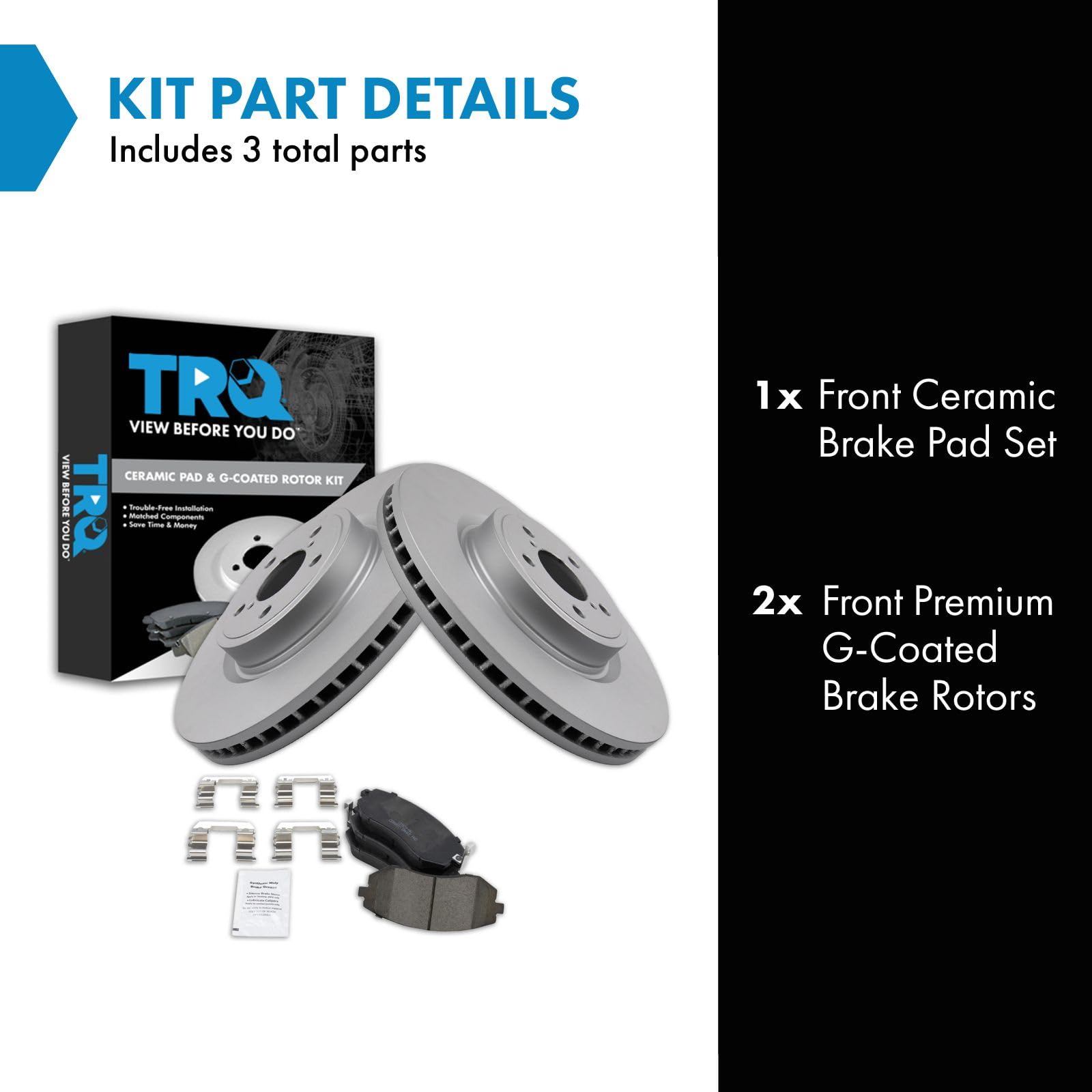 Trq Front Brake Pad & Rotor Kit Brake Pads Brake Rotor Ceramic Compatible With 2009 Subaru Legacy