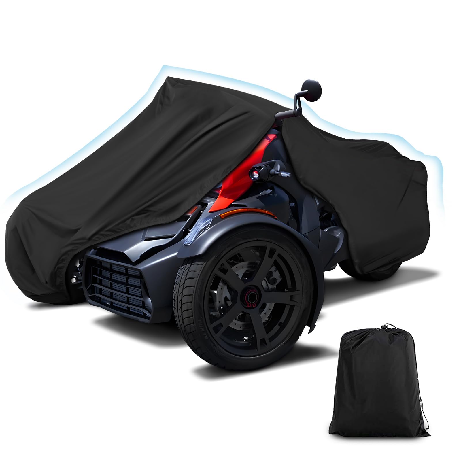 For Ryker Full Cover Compatible With Can-Am Ryker 300D Oxford Fabric Protector From Dust Dirt Snow Rain Sun Rays(Black)