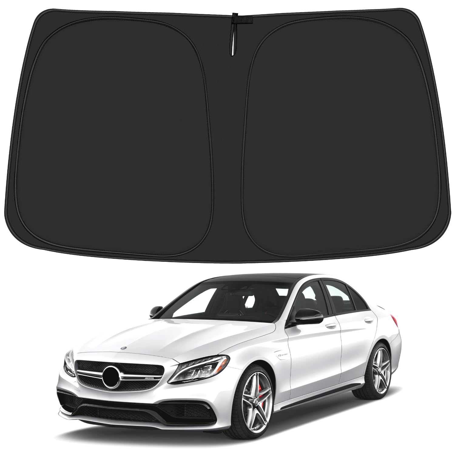 ULROLIT Windshield Sun Shade for 2015-2021 Merce-des Benz C Class W205 C250 C300 C400 Accessories, Foldable Window Sunshade Sun 