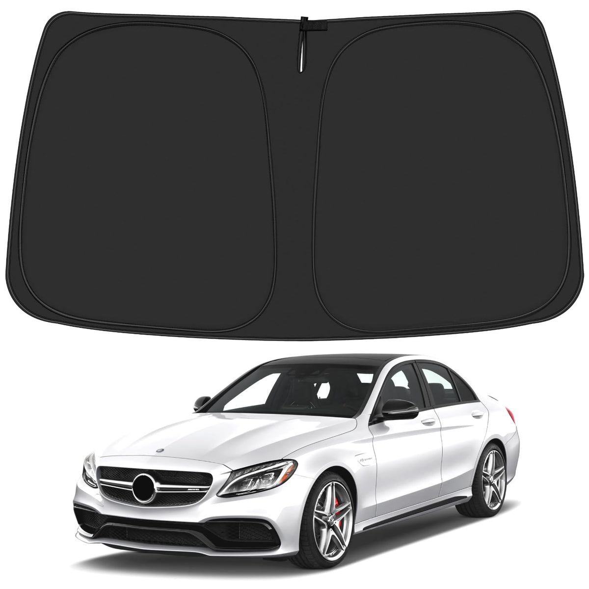ULROLIT Windshield Sun Shade for 2015-2021 Merce-des Benz C Class W205 C250 C300 C400 Accessories, Foldable Window Sunshade Sun 