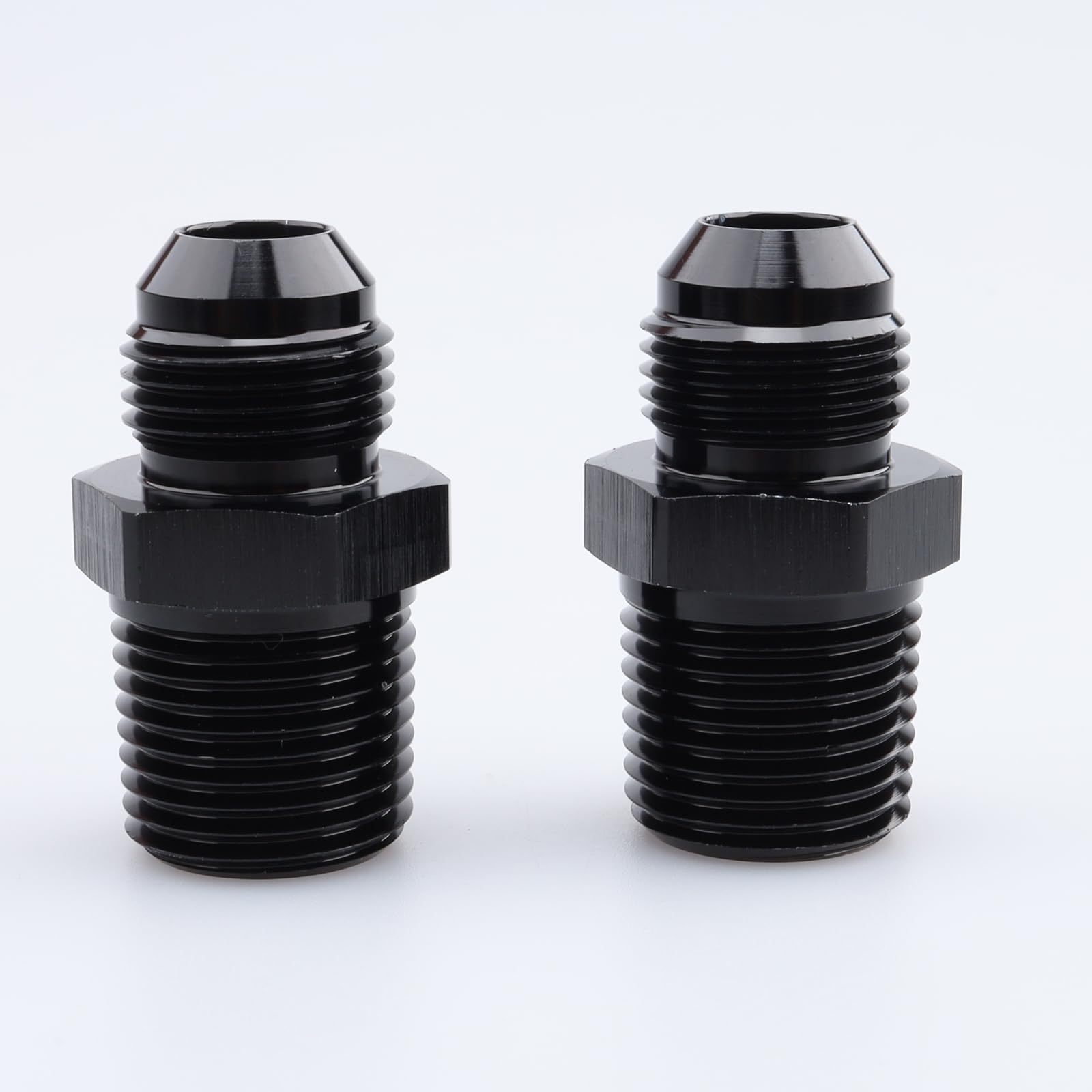 Ac Performance Male 1/2'' Npt To -8 An Flare Adapter Straight Aluminum Black, Pack Of 2
