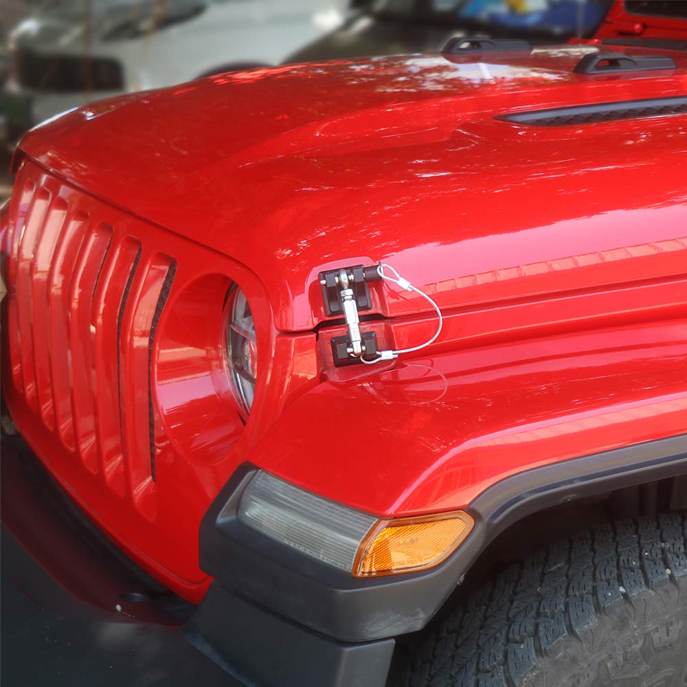 sukemichi JL Hood Latches for 2018-2025 Jeep Wrangler & Gladiator JT, Locking Aluminum, Eliminate Hood Flutter, 1 Pair