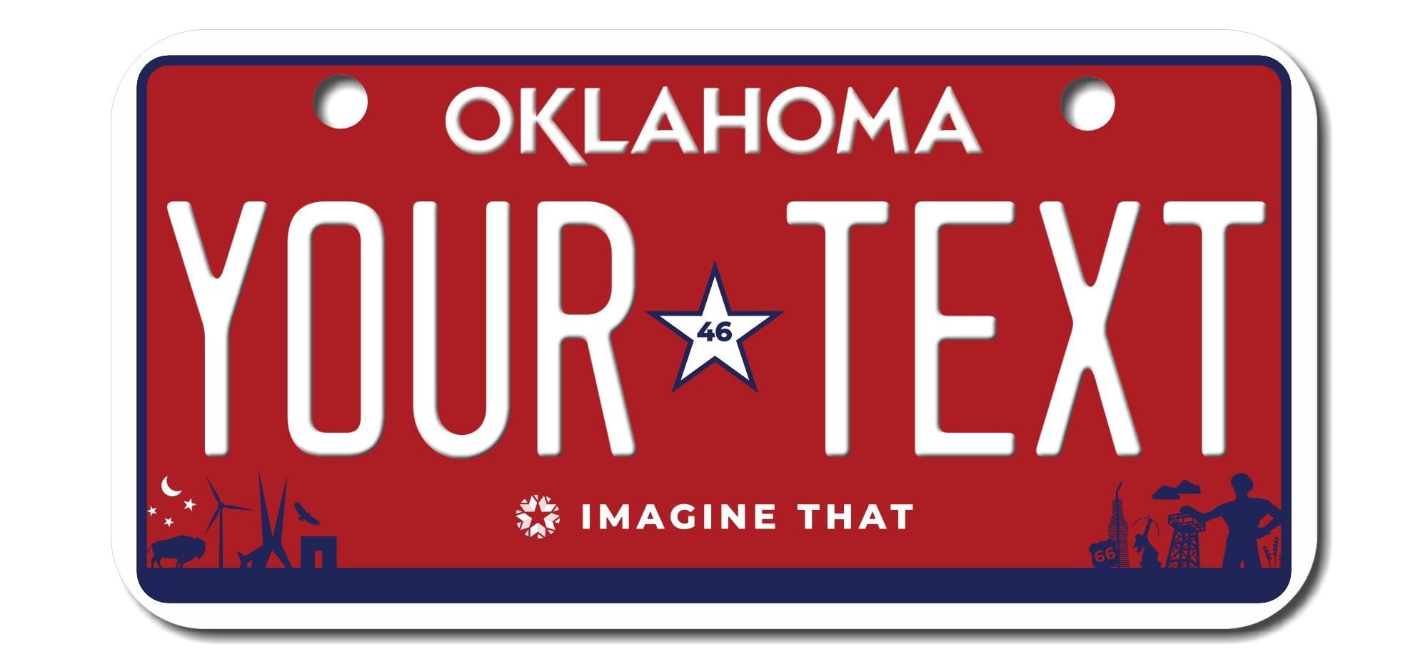 Teamlogo Personalized Oklahoma License Plate - Sizes For Kid 'S Bikes, Cars, Trucks, Cart, Key Rings Version 4 (3 '' X 6 '' Alum
