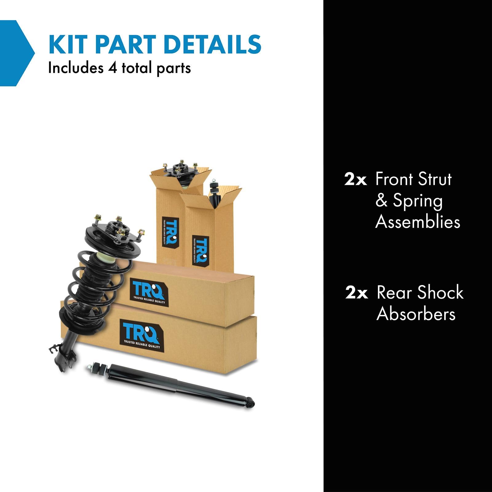 Trq Front And Rear Complete Strut Assembly & Shock Absorber Kit Complete Strut & Coil Spring Assembly Compatible With 2008-2012