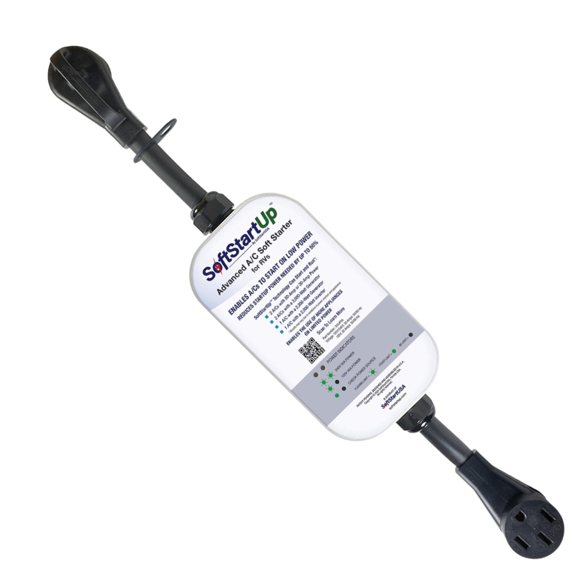 SoftStartUp Plug & Play RV A/C Soft Start - Runs 2 Air Conditioners & Appliances on 50A, 30A & 20A Power - No Installation Neede