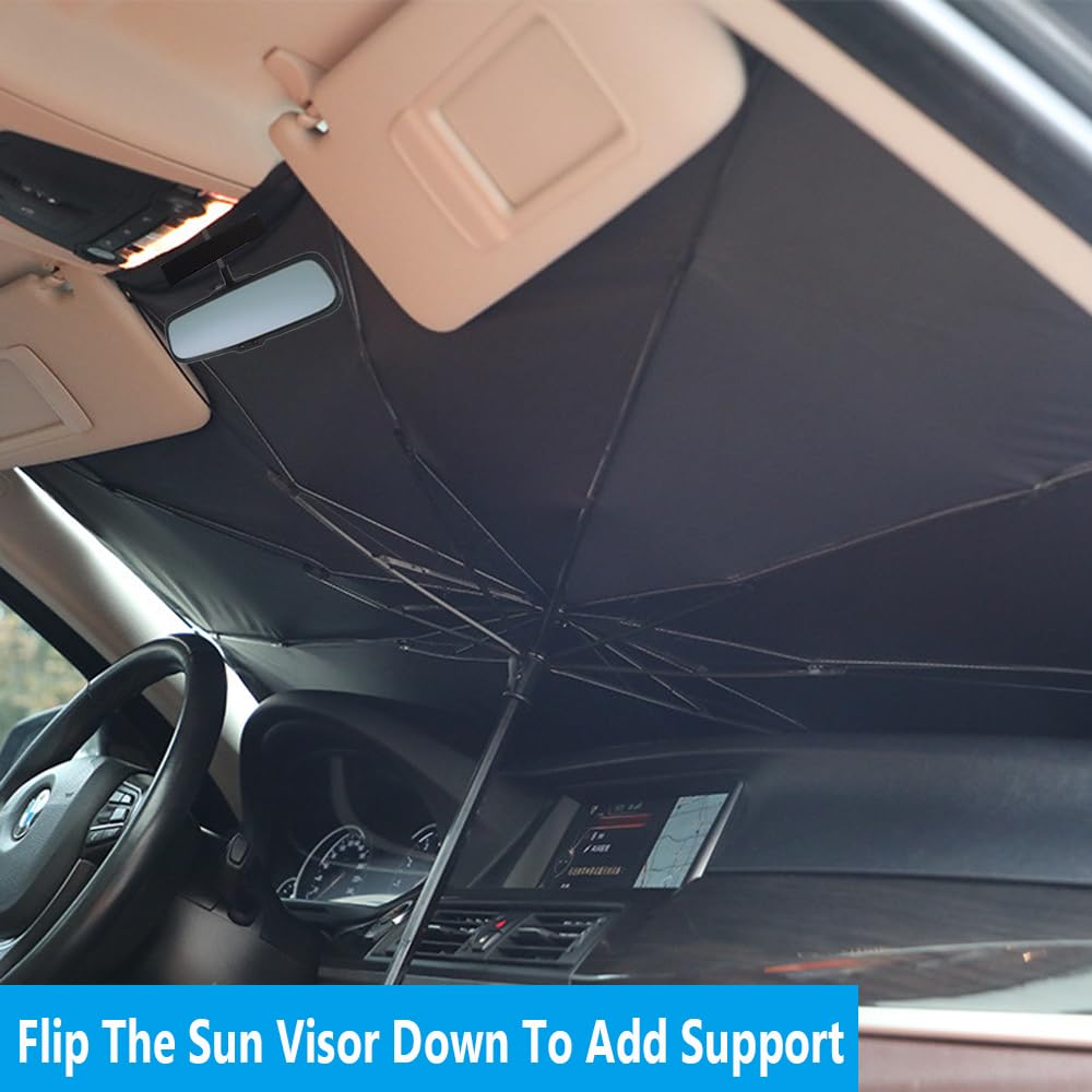 Coricha Windshield Sun Shade 2025 Car Accessories 100% Blackout Car Front Windsow Shades Umbrella Automotive Sun Visor Block Hea