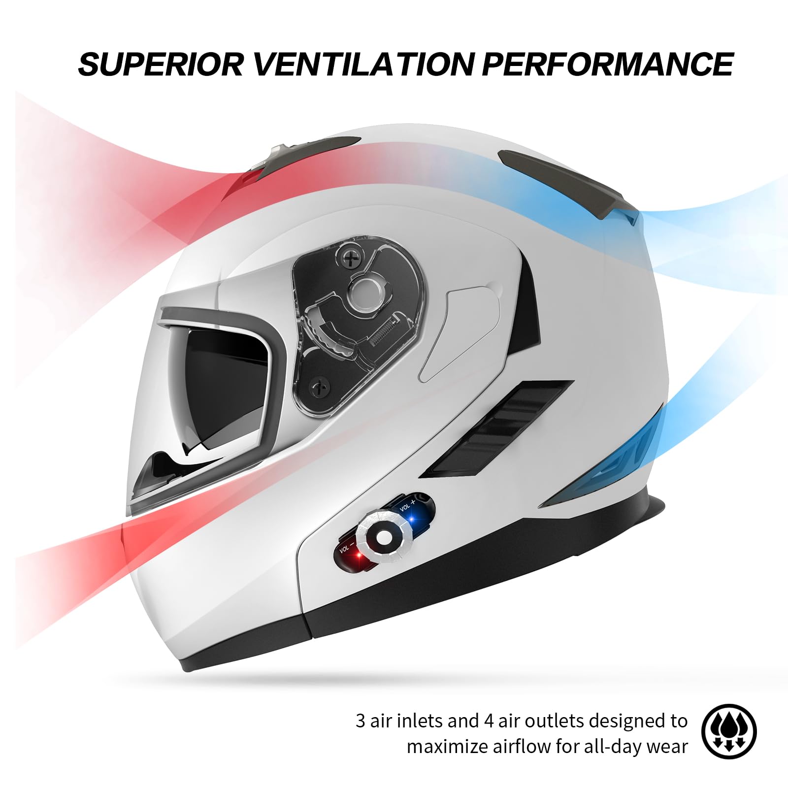 Motorcycle Helmet Bluetooth 5.0 Integrated New Eps Freedconn Bm2-S Modular Flip Up Dual Visor Motorbike Helmet Dot Fmvss-218 App