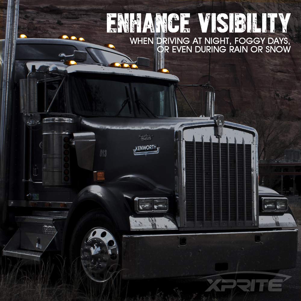 Xprite Black Smoked Lens 12 Leds Cab Clearance Light 5 Pcs Roof Top Marker Running Lights Kit For Ford Dodge Ram Trucks Suv Pov