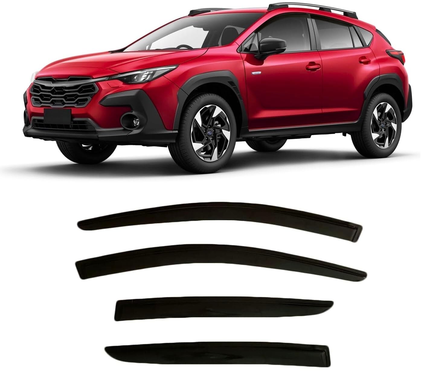 2024-2025 Tape-On Side Window Deflector Visors For Subaru Crosstrek & For Subaru Impreza Smoke Tinted Rain Guards Base Premium S