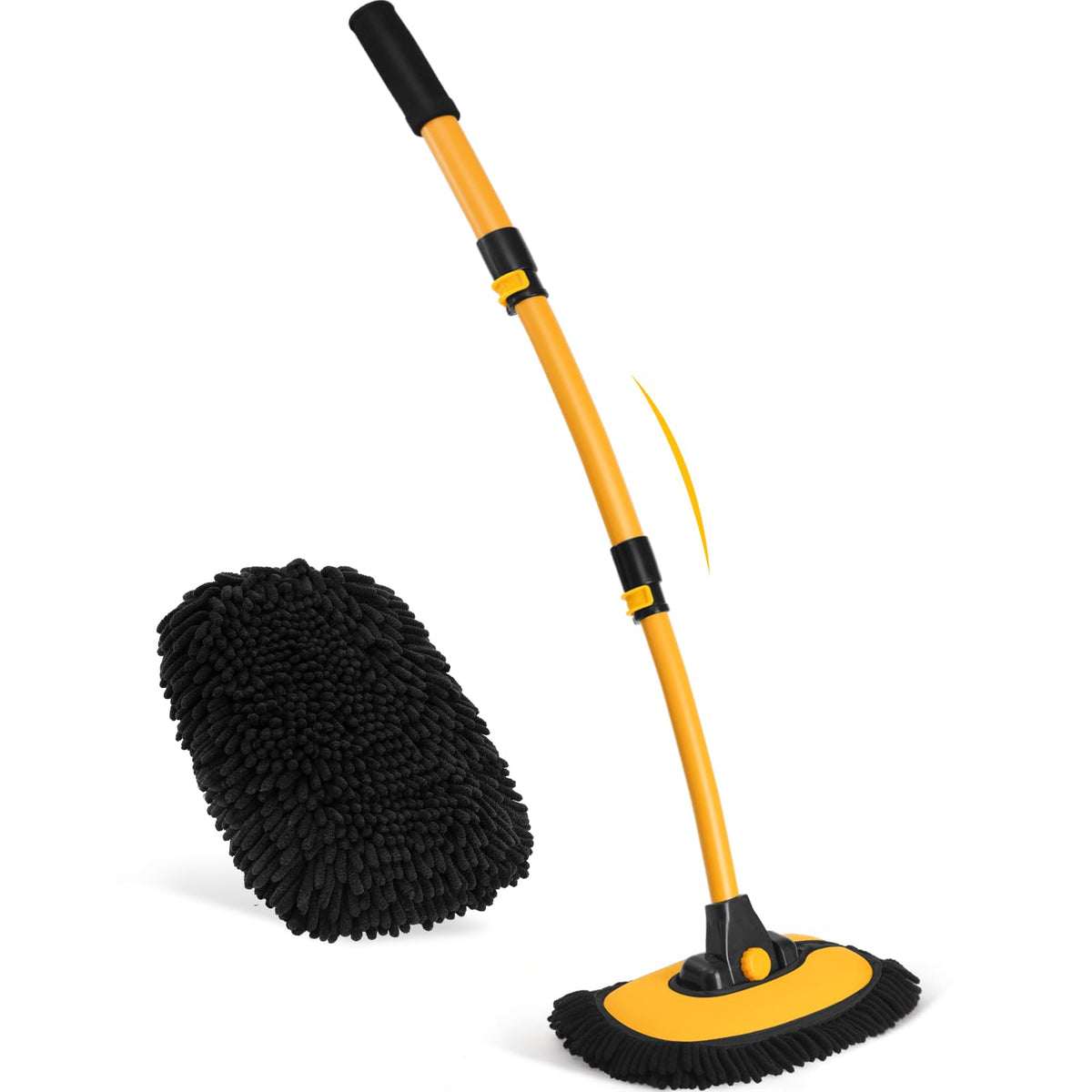 Ordenado 15Curved Car Wash Brush with Long Handle, 43'' Car Cleaning Brush with Extension Pole, Microfiber RV Wash Mop Scratch-F