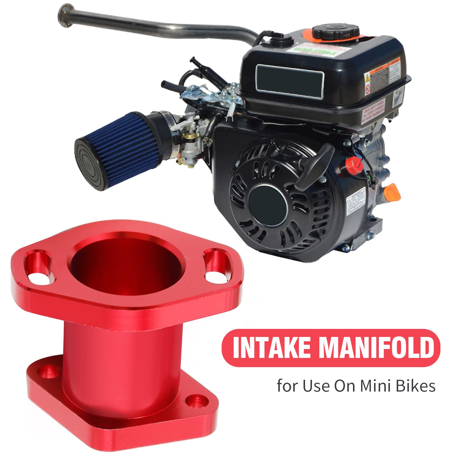 Cadufuelly Racing Intake Pipe Inlet Manifold Vm22 Replacement For Predator 212Cc Coleman For Honda Ct200U Gx160 Gx200 6.5Hp Ohv Chinese 196Cc Clone Engines Mini Bike Go Kart, Red