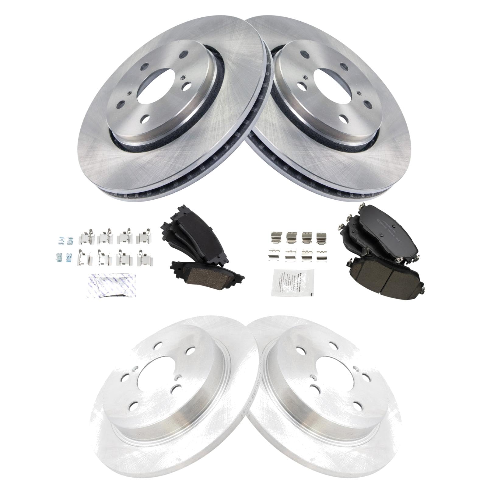 Trq Front And Rear Brake Pad & Rotor Kit Brake Pads Brake Rotor Ceramic Compatible With 2018-2020 Toyota C-Hr