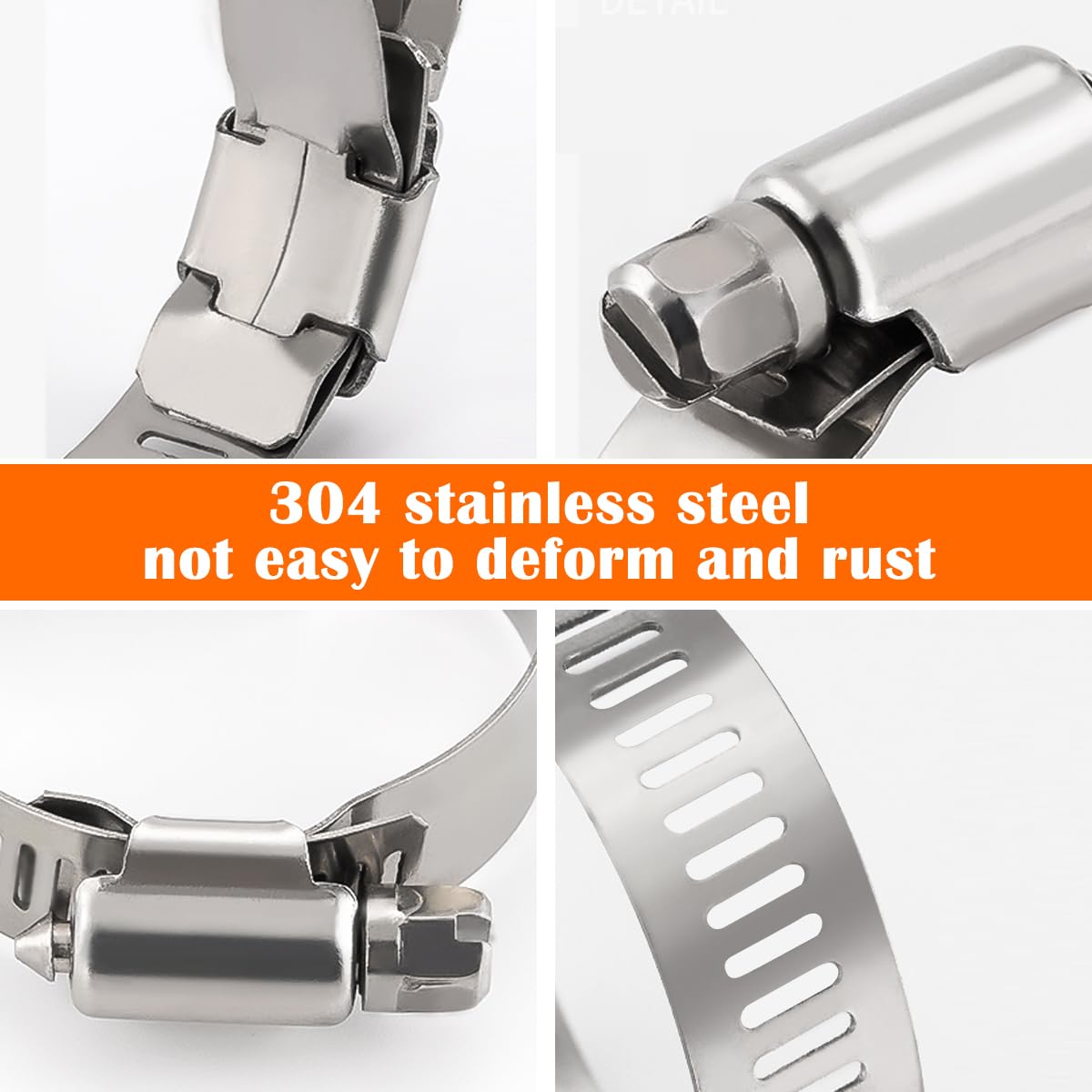 Dianrui 25 PCS Hose Clamps 1/4 ''-1/2 '' (6-12mm)304 Stainless Steel Worm Gear Fuel Line Hose Pipe Clamps for Fuel Line, Plumbin