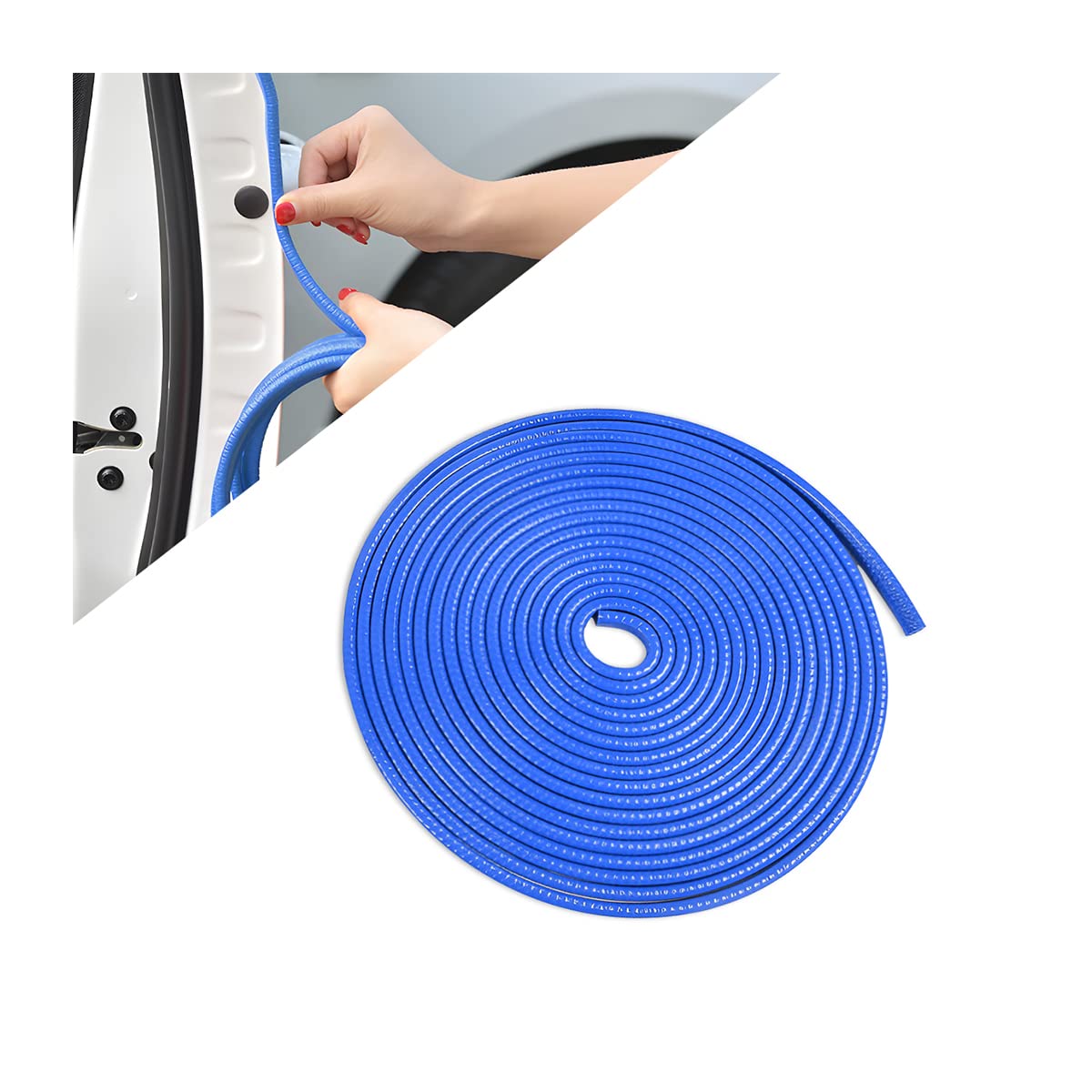 Car Door Edge Guards, 16Ft Universal Rubber Seal Protector U Shape Edge Trim Car Door Edge Protection For Most Car, Aluminum Boat Edge Guards (Blue/16Ft)