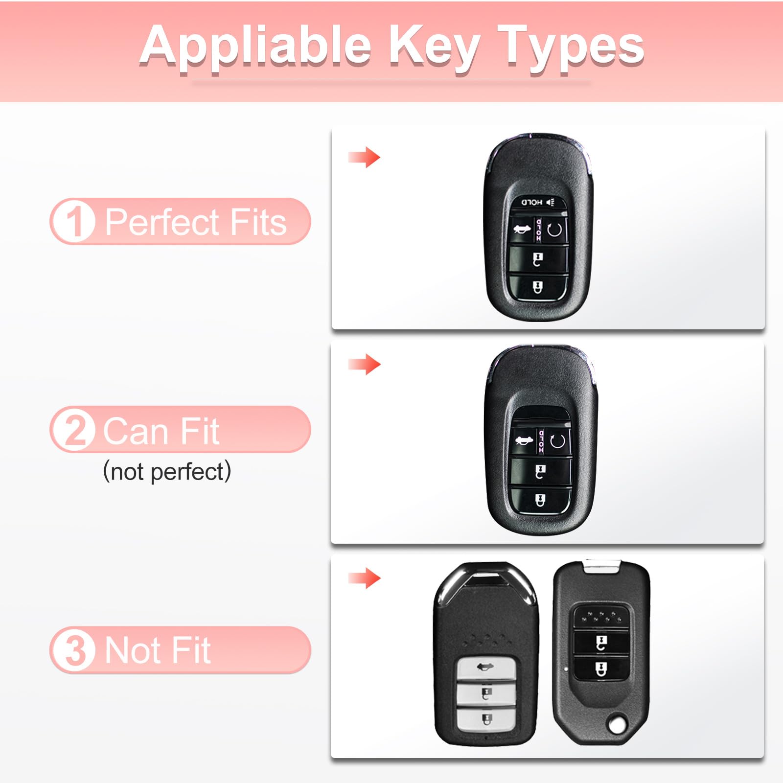 Pangpai Pink Key Fob Cover for Honda, Soft TPU Key Case Protection with Bling Keychain Fit for 2022 Honda Accord Civic CRV Pilot