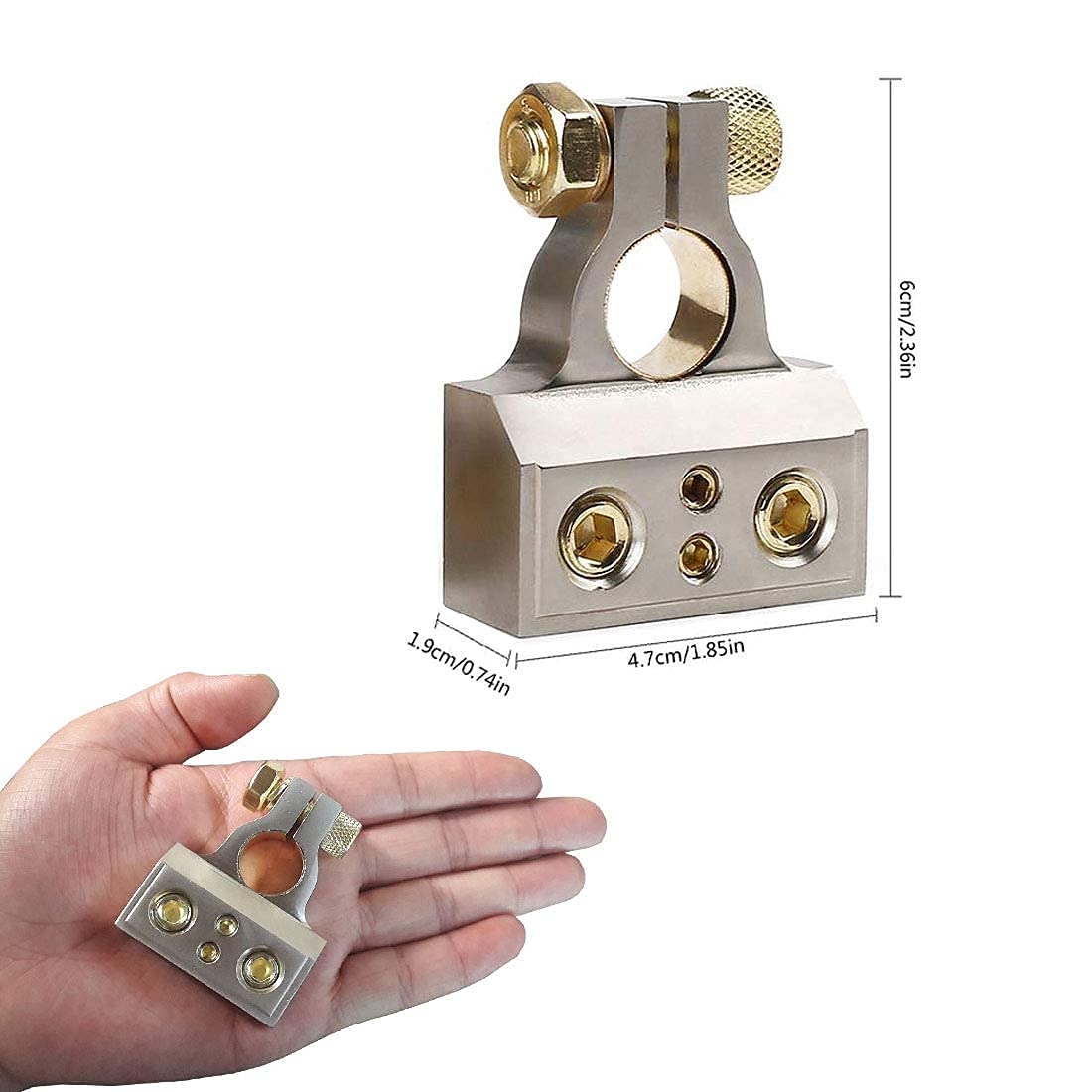BRIGHTFUN Battery Terminal Connectors,0/2/4/8/10 Gauge Battery Terminal Connectors with Spacer Shims for Car Marine Truck Boat M