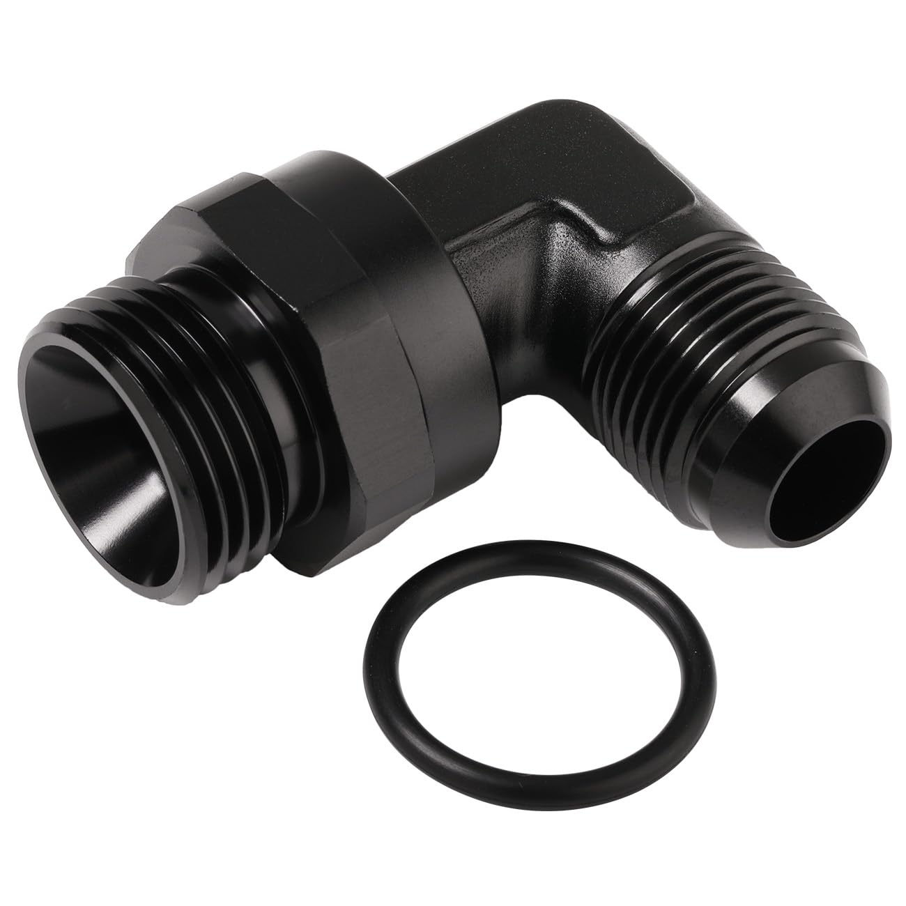 Podavelle 10An Male Flare To 12An -12 Orb O-Ring Boss 90 Degree Swivel Fitting Adapter Aluminum Black