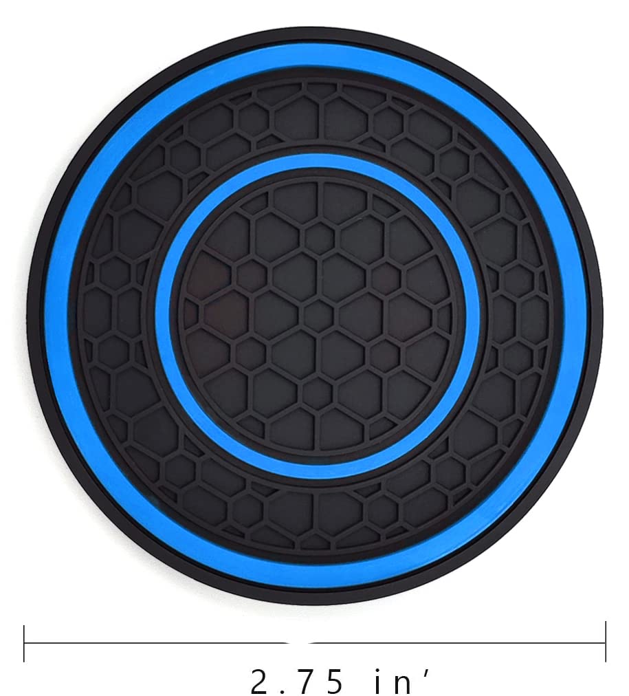 Auprite Car Cup Holder Coasters, 2 Pack Universal Auto Anti Slip Cup Holder Insert Coaster, Car Interior Accessories (Blue)